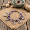 Purple Stone Elephant Charm Bracelet | Handmade Thai Jewelry | Temple Blessed Boho Style