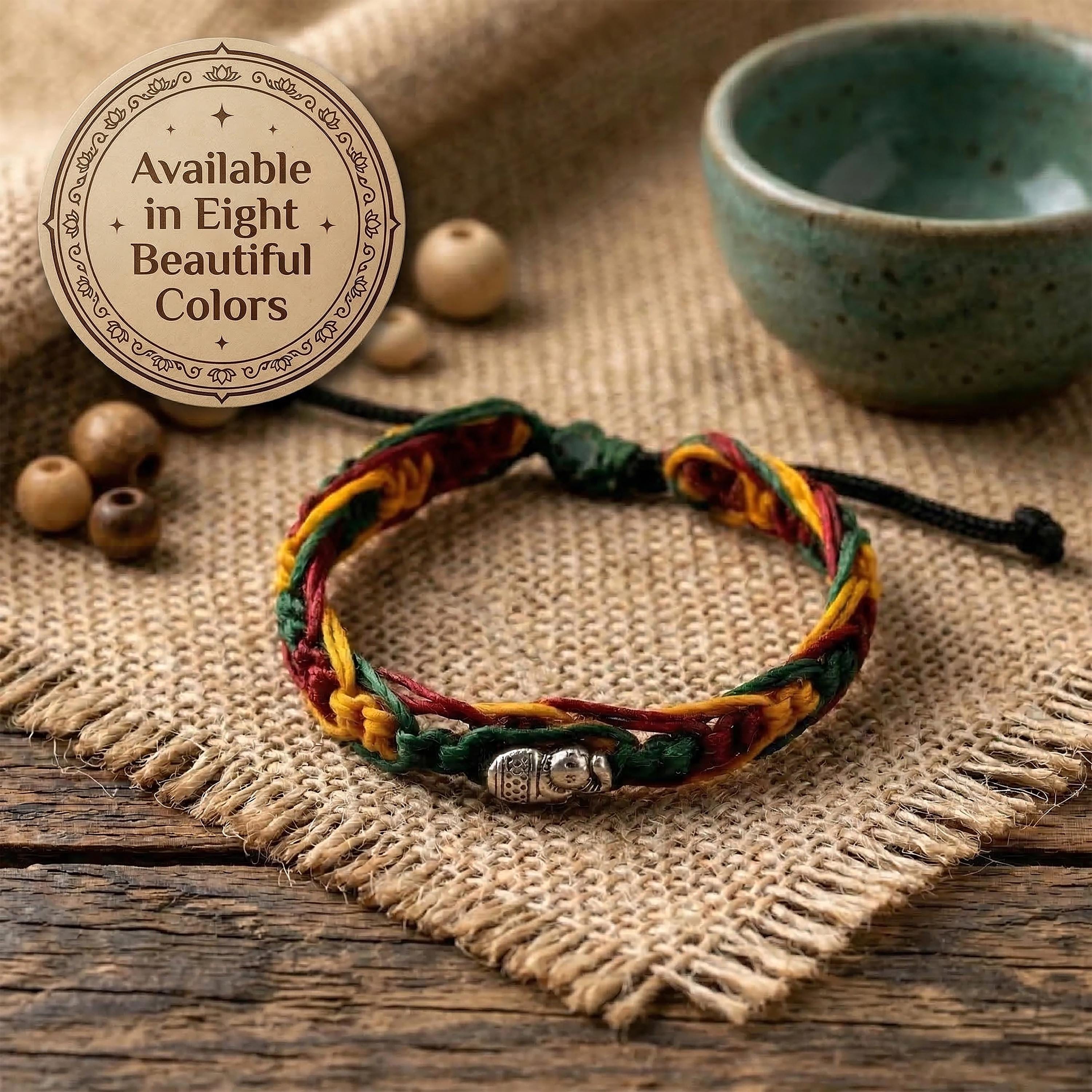Handwoven Elephant Bracelet – Adjustable Unisex Braided Cord with Silver Charm