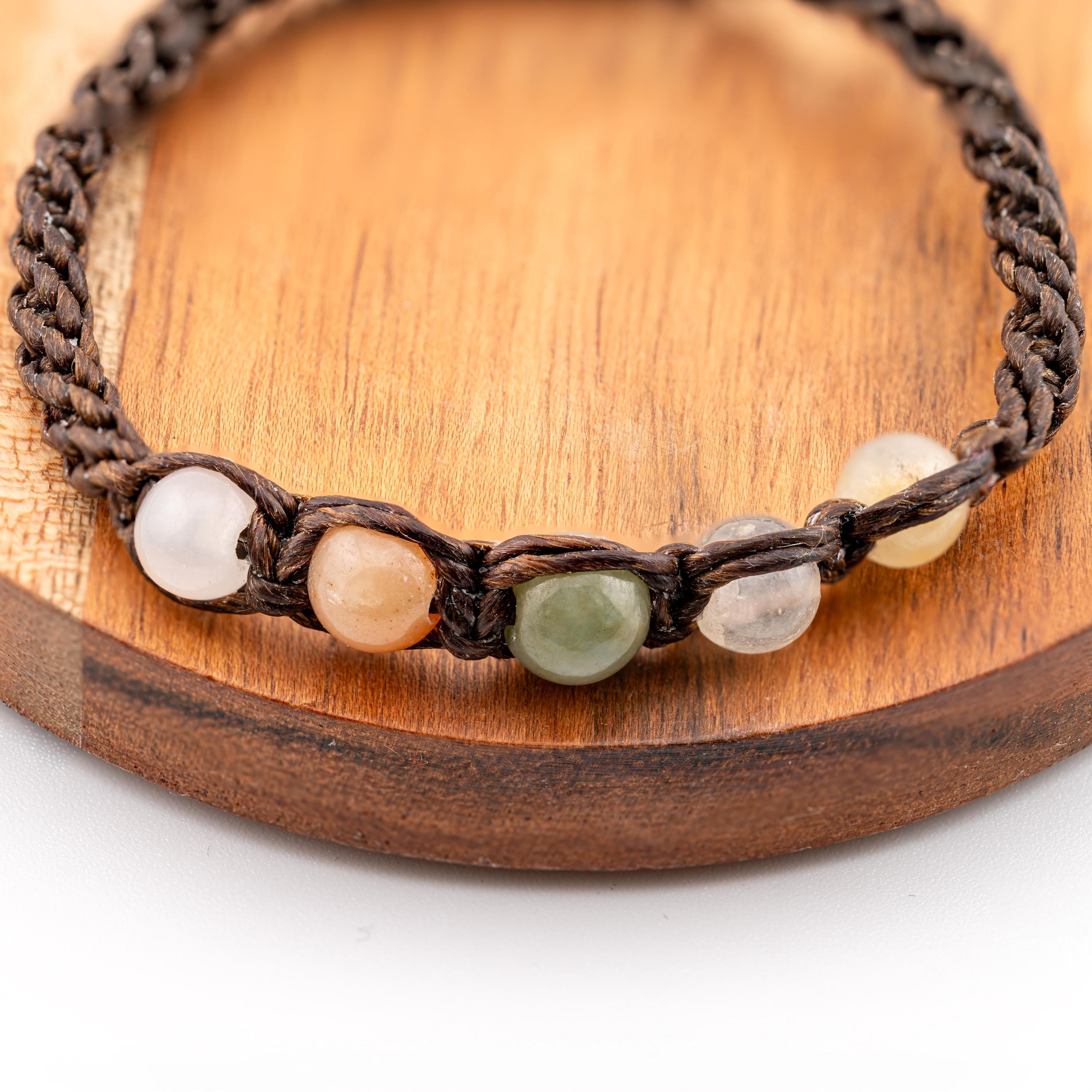 Handmade Jade Cord Bracelet | Thai Artisan Jewelry, Temple Blessed, Adjustable Unisex Design