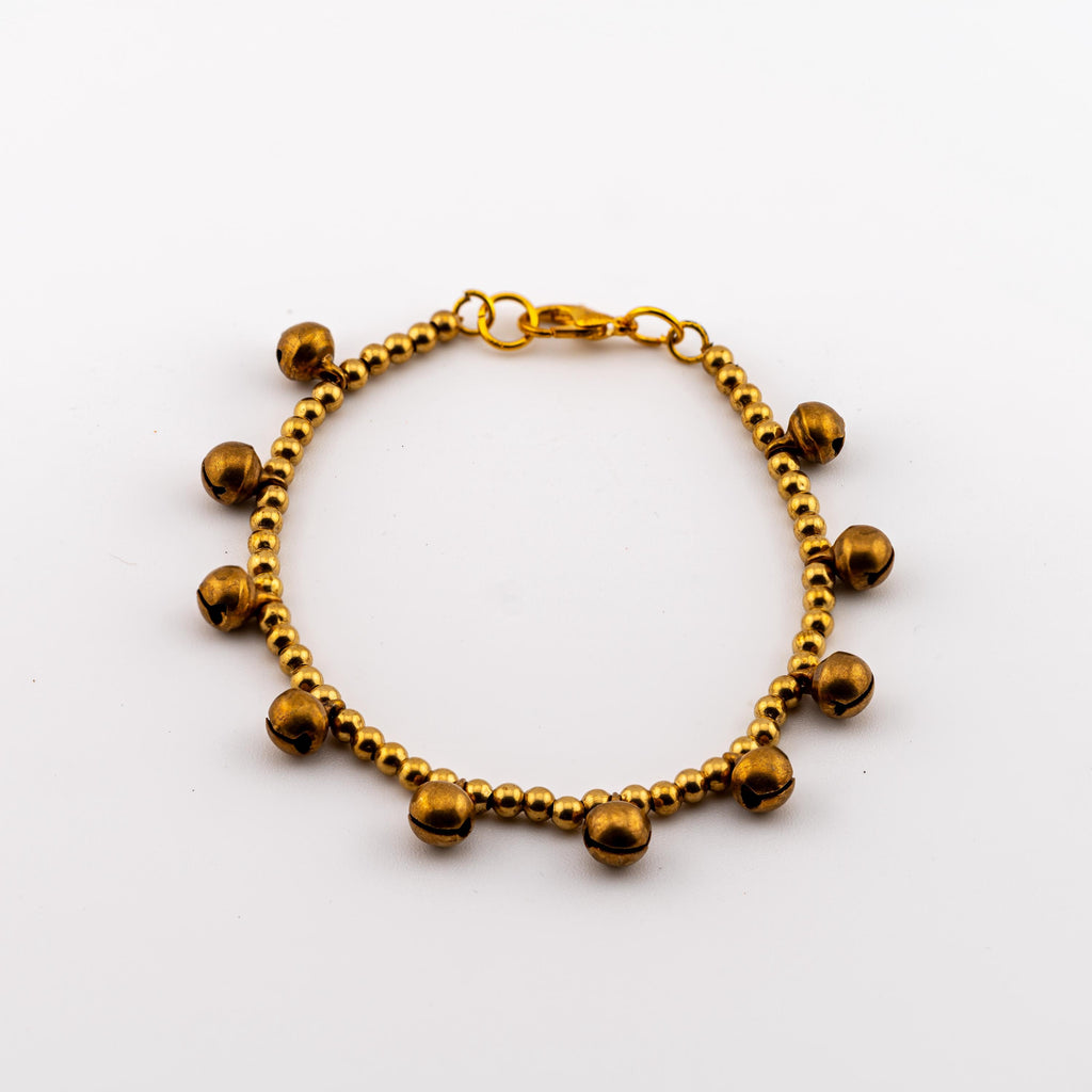 Handmade Brass Bell Bracelet | Thai Artisan Jewelry, Minimalist Spiritual Piece