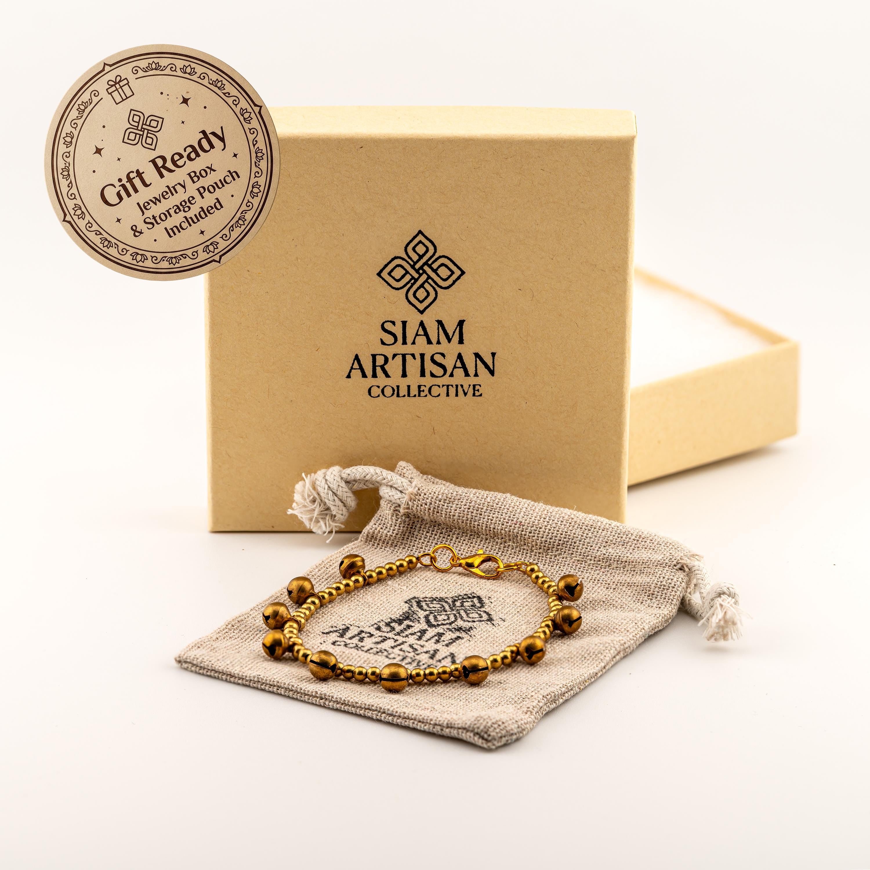 Thai Brass Bell Bracelet for Women, Monk Blessed Spiritual Jewelry | Artisan Resonance
