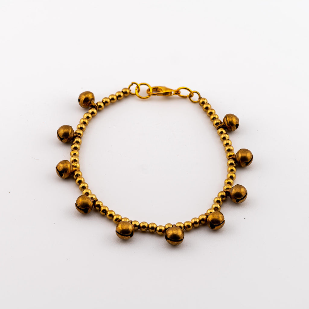 Thai Brass Bell Bracelet for Women, Monk Blessed Spiritual Jewelry | Artisan Resonance