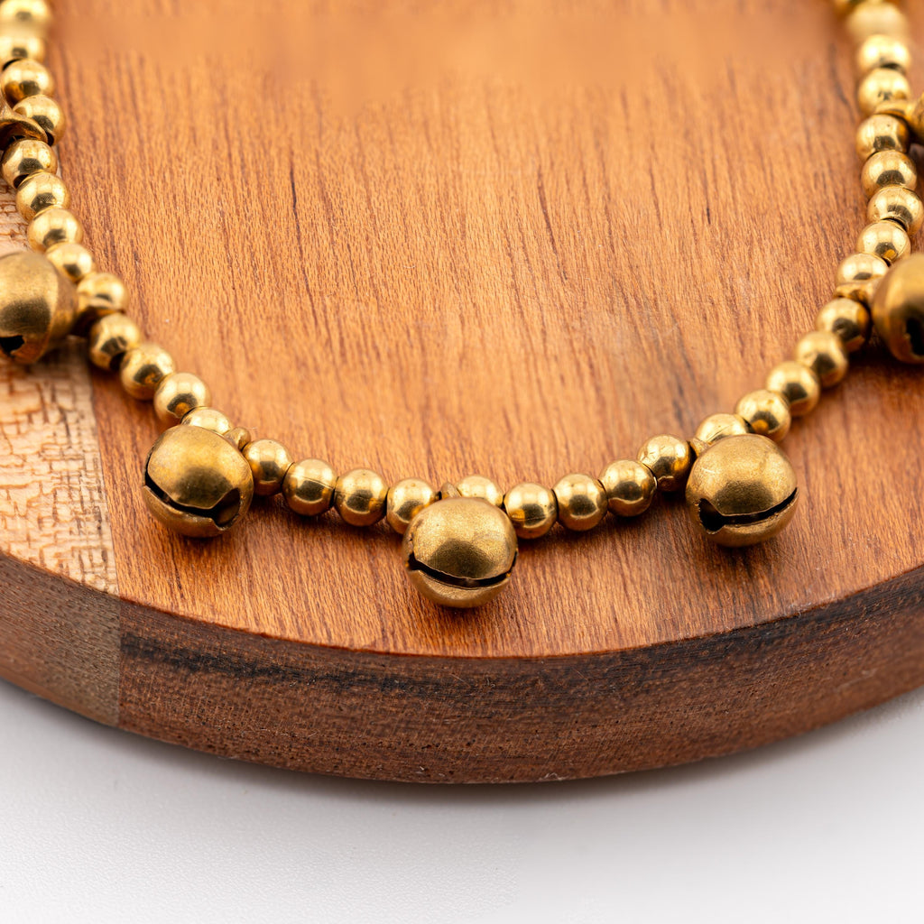 Thai Brass Bell Bracelet for Women, Monk Blessed Spiritual Jewelry | Artisan Resonance