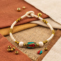 Cream Stone Inlay Bracelet for Women, Adjustable Thai Jewelry, Monk Blessed | Artisan Wayfinder