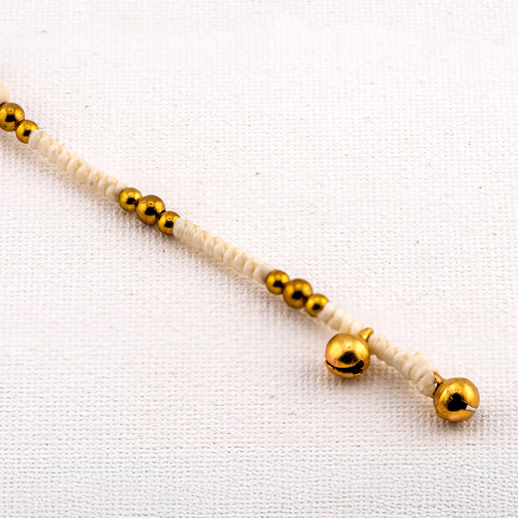 Cream Stone Inlay Bracelet for Women, Adjustable Thai Jewelry, Monk Blessed | Artisan Wayfinder