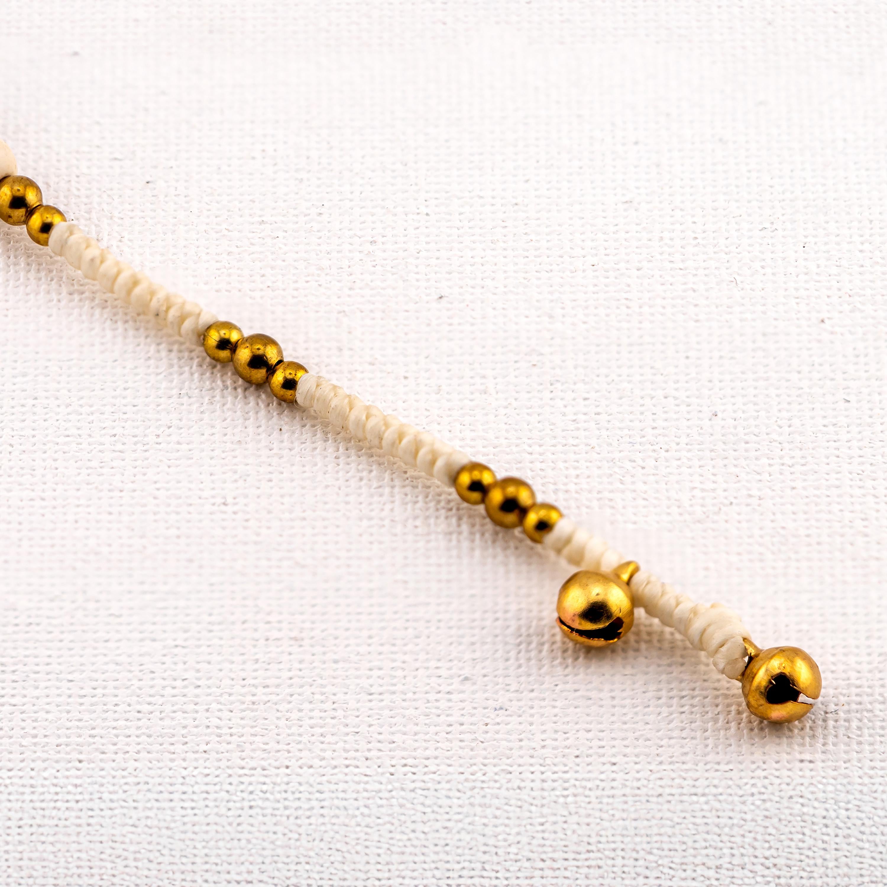 Cream Stone Inlay Bracelet for Women, Adjustable Thai Jewelry, Monk Blessed | Artisan Wayfinder
