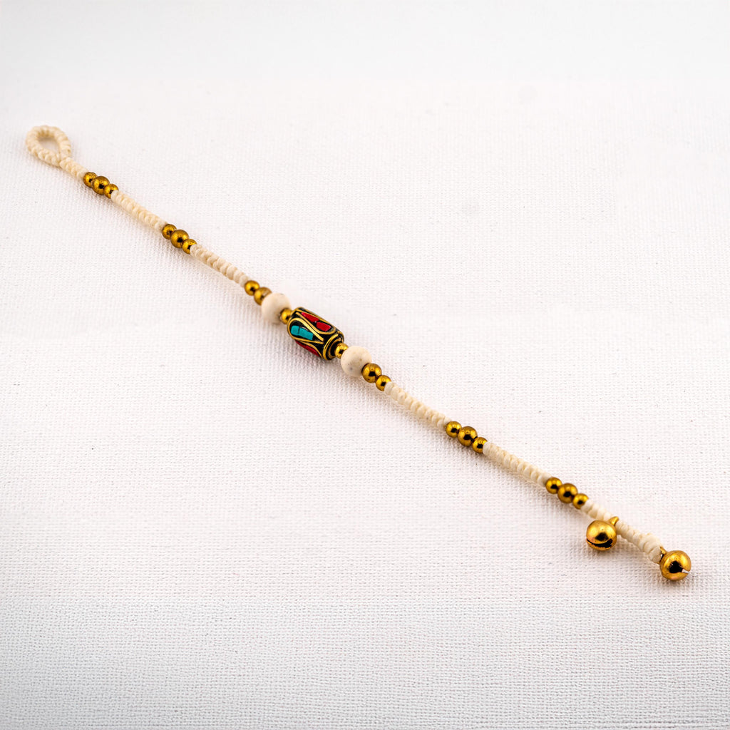 Cream Stone Inlay Bracelet for Women, Adjustable Thai Jewelry, Monk Blessed | Artisan Wayfinder