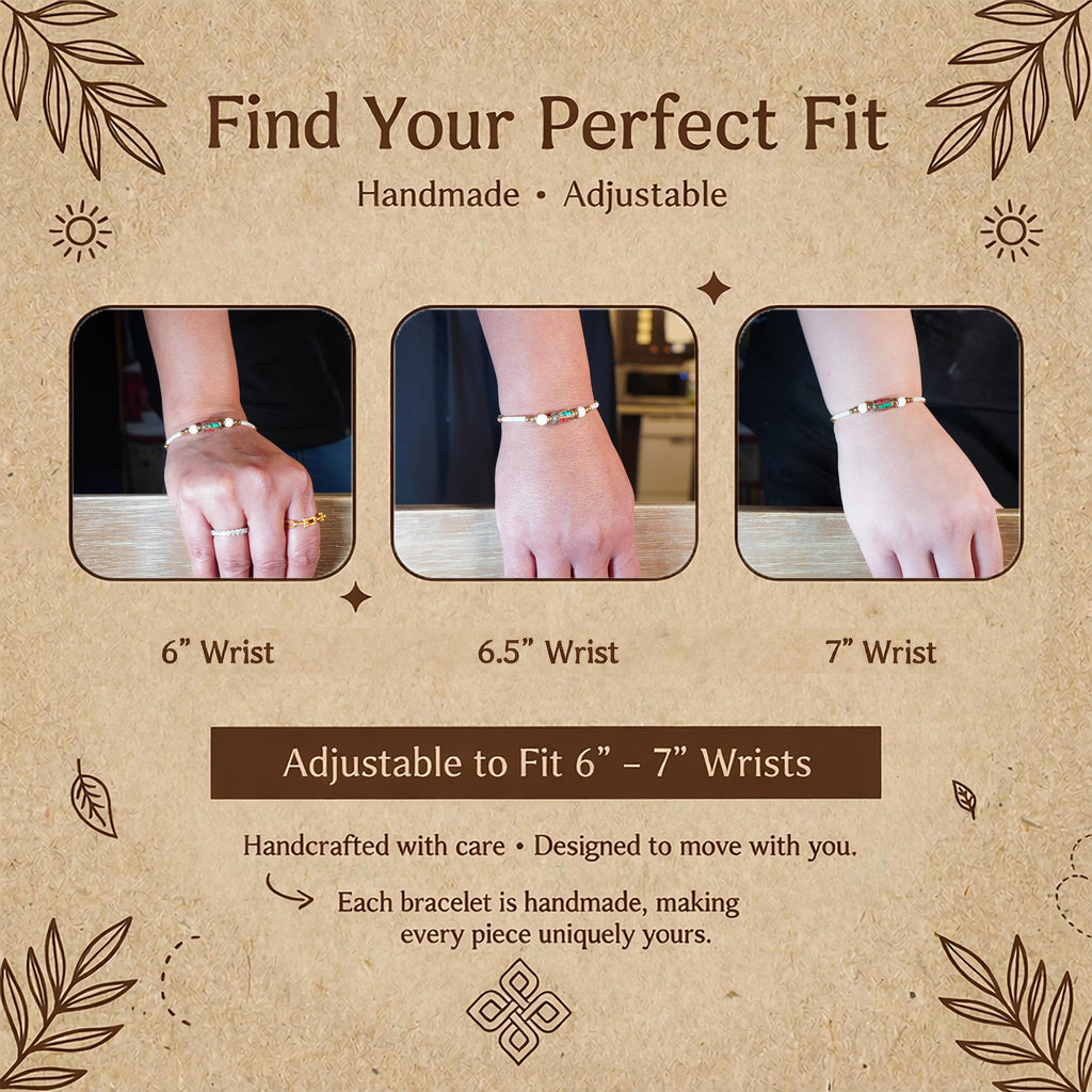 Cream Stone Inlay Bracelet for Women, Adjustable Thai Jewelry, Monk Blessed | Artisan Wayfinder