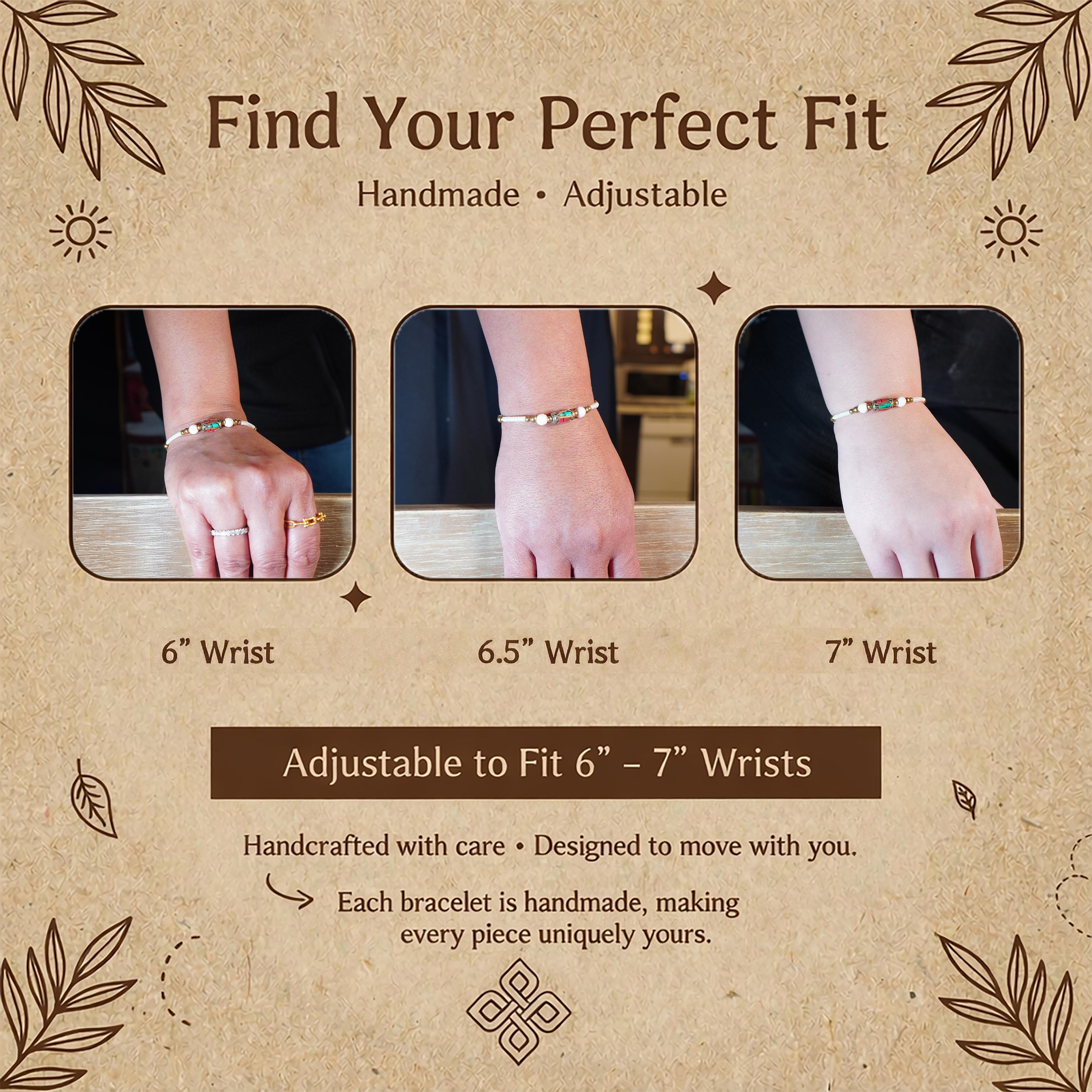 Cream Stone Inlay Bracelet for Women, Adjustable Thai Jewelry, Monk Blessed | Artisan Wayfinder