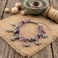 Purple Stone Elephant Charm Bracelet for Women, Thai Handmade, Monk Blessed | Artisan Mystic