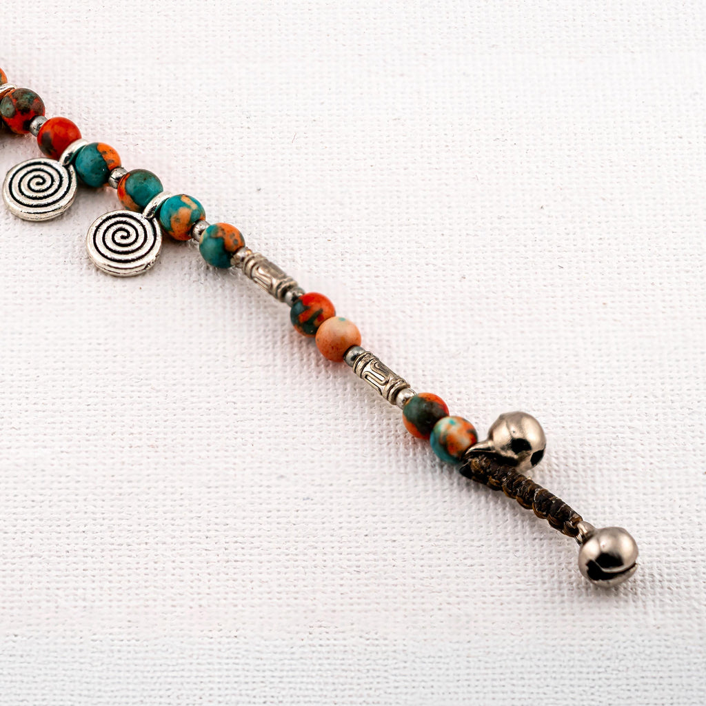 Orange Stone Elephant Bracelet for Women, Thai Handmade, Monk Blessed | Artisan Spirit