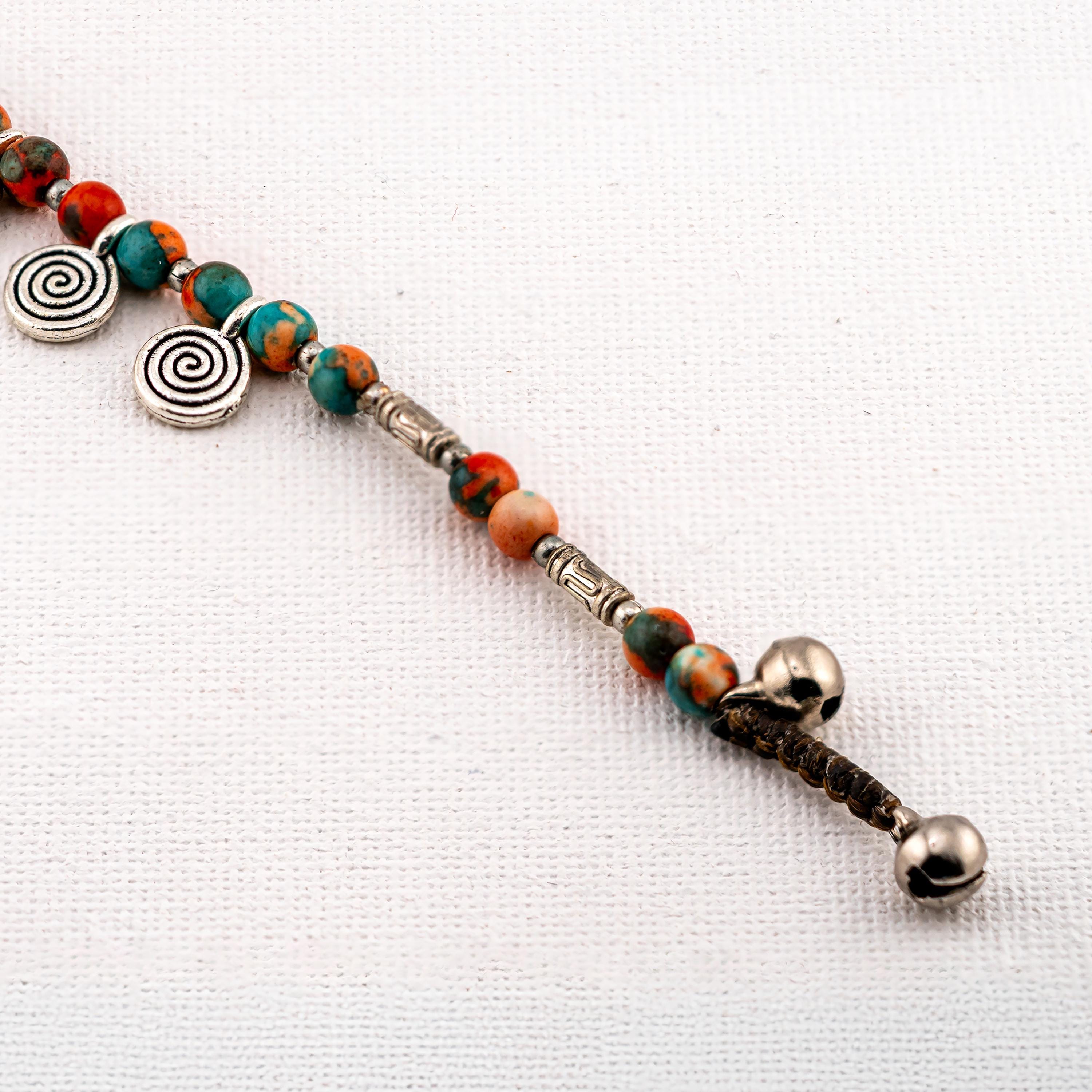 Orange Stone Elephant Bracelet for Women, Thai Handmade, Monk Blessed | Artisan Spirit