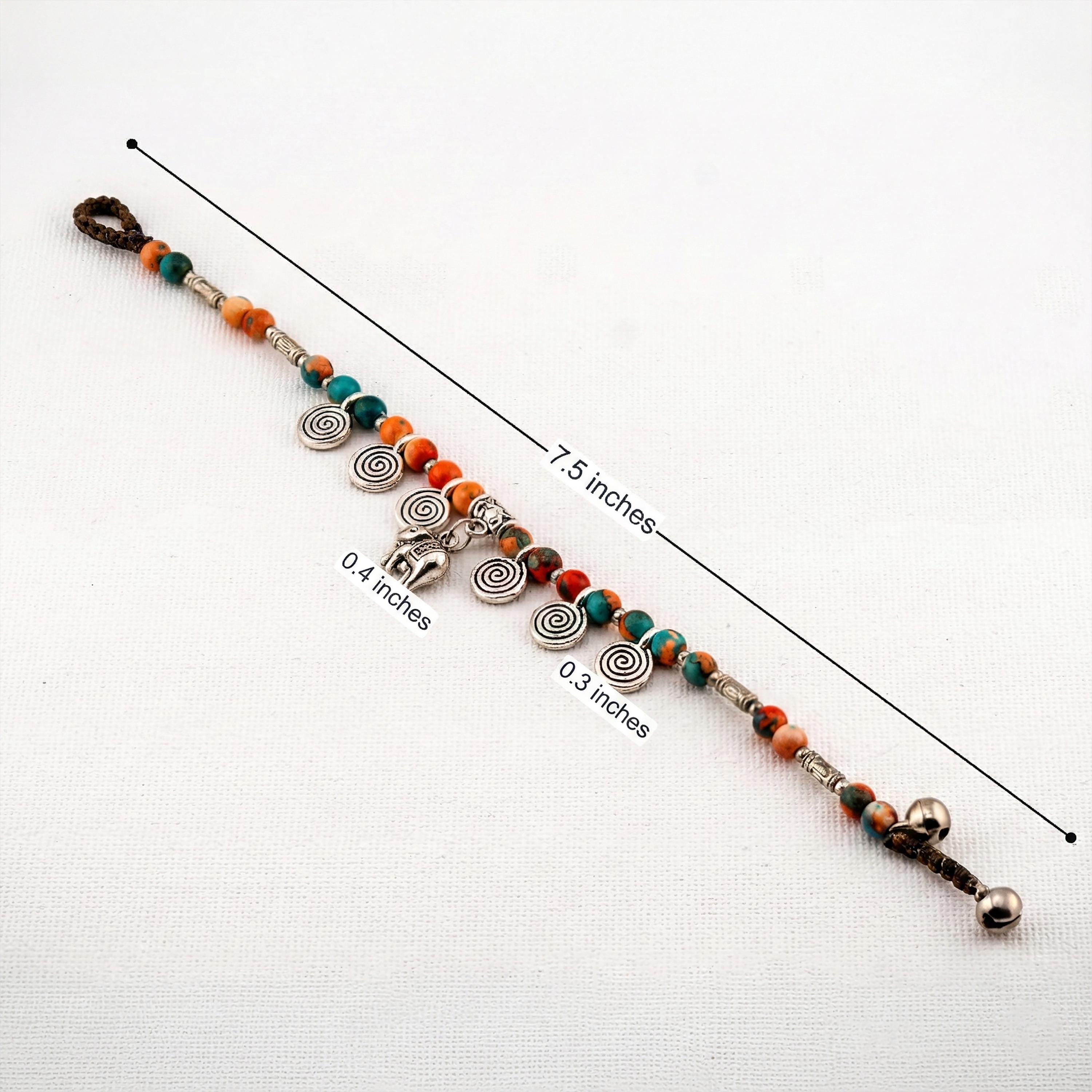 Orange Stone Elephant Bracelet for Women, Thai Handmade, Monk Blessed | Artisan Spirit