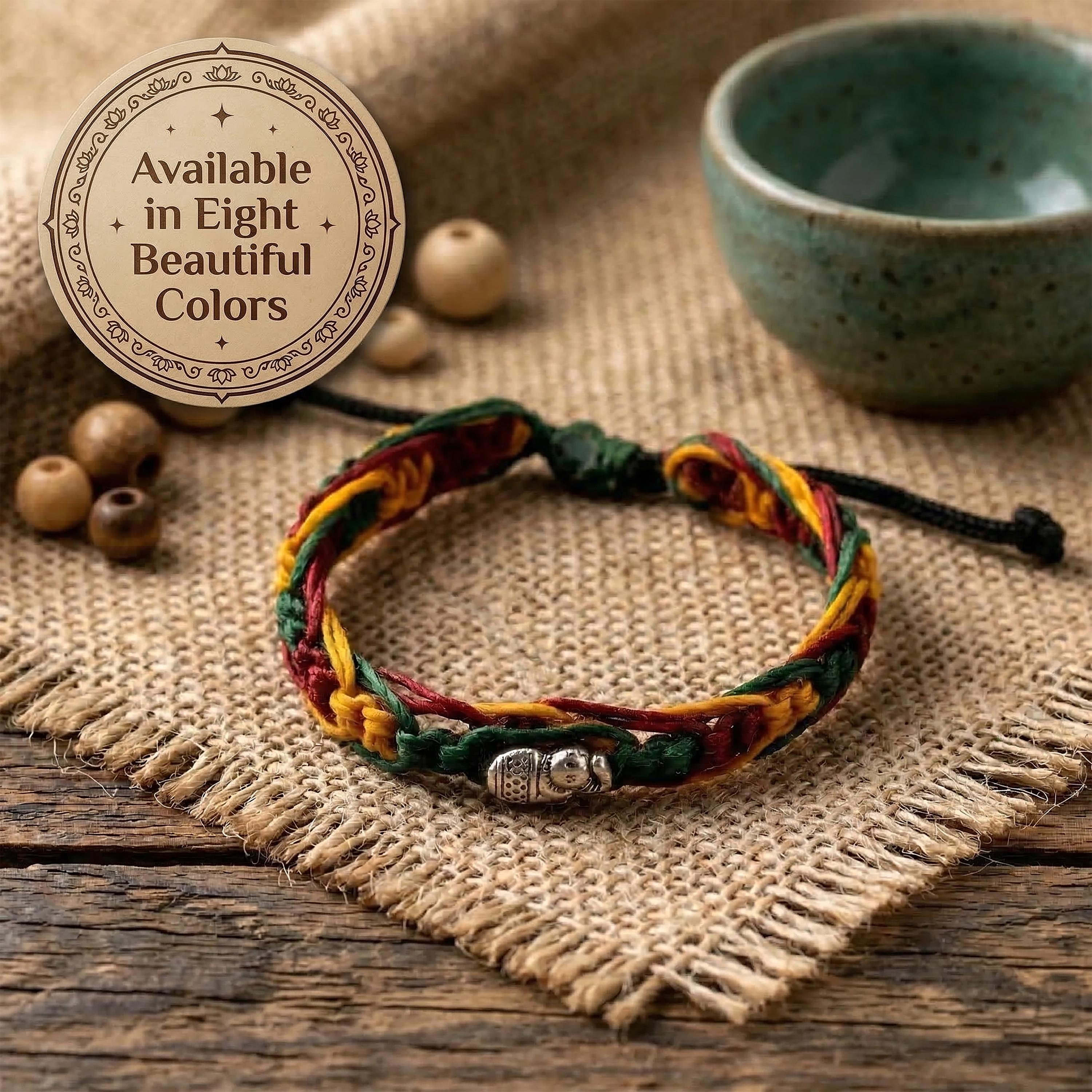 Handwoven Elephant Cord Bracelet, Adjustable Unisex Thai Jewelry, Monk Blessed | Artisan Echo