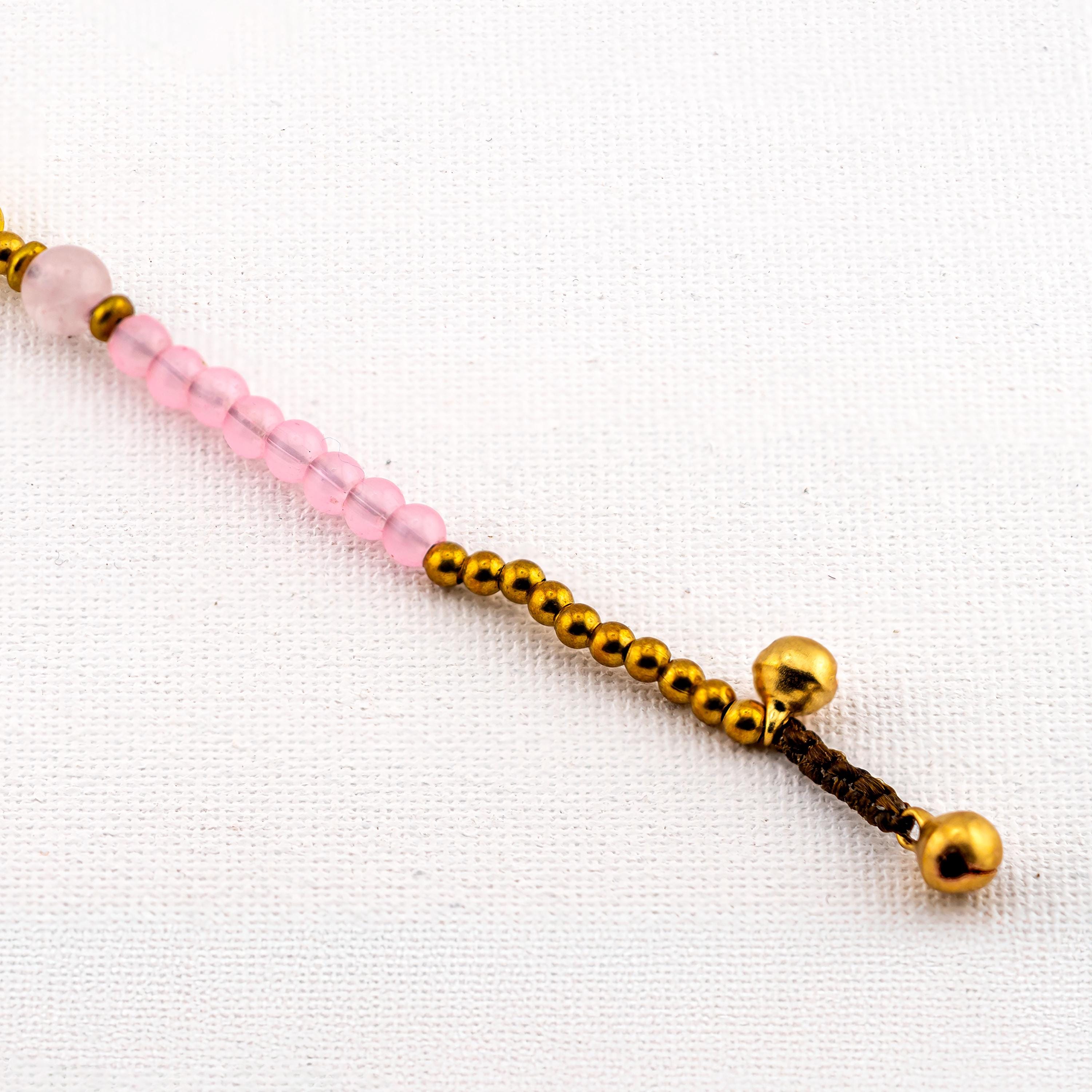 Pink Glass Elephant Bracelet for Women, Adjustable Thai Jewelry, Monk Blessed | Artisan Grace