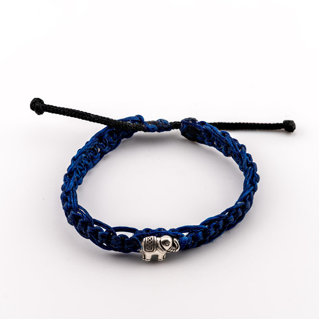 Handwoven Elephant Cord Bracelet, Adjustable Unisex Thai Jewelry, Monk Blessed | Artisan Echo