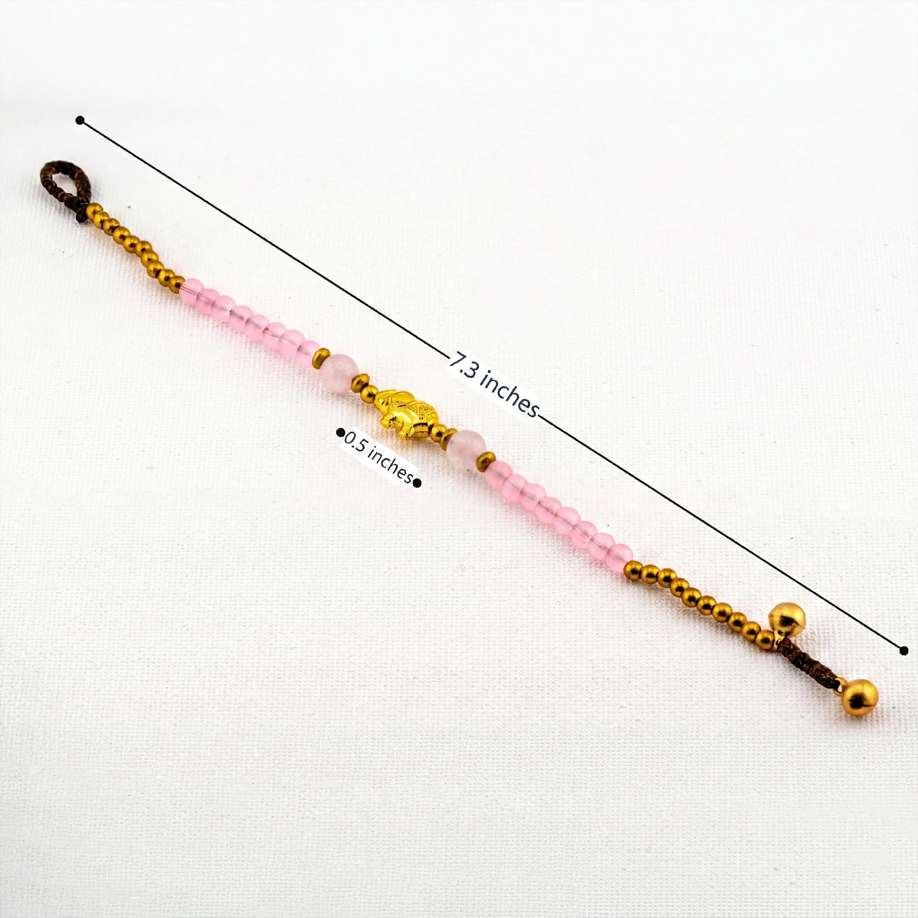 Pink Glass Elephant Bracelet for Women, Adjustable Thai Jewelry, Monk Blessed | Artisan Grace