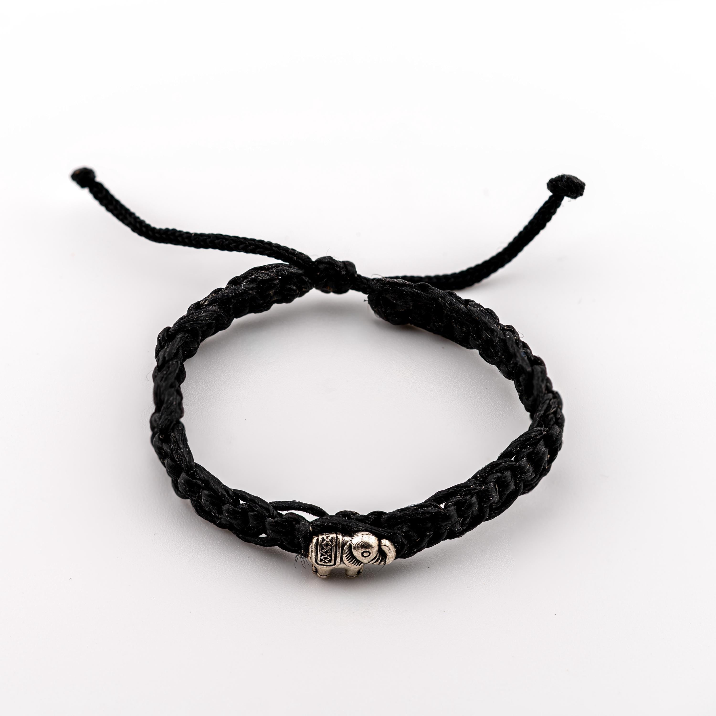 Handwoven Elephant Cord Bracelet, Adjustable Unisex Thai Jewelry, Monk Blessed | Artisan Echo