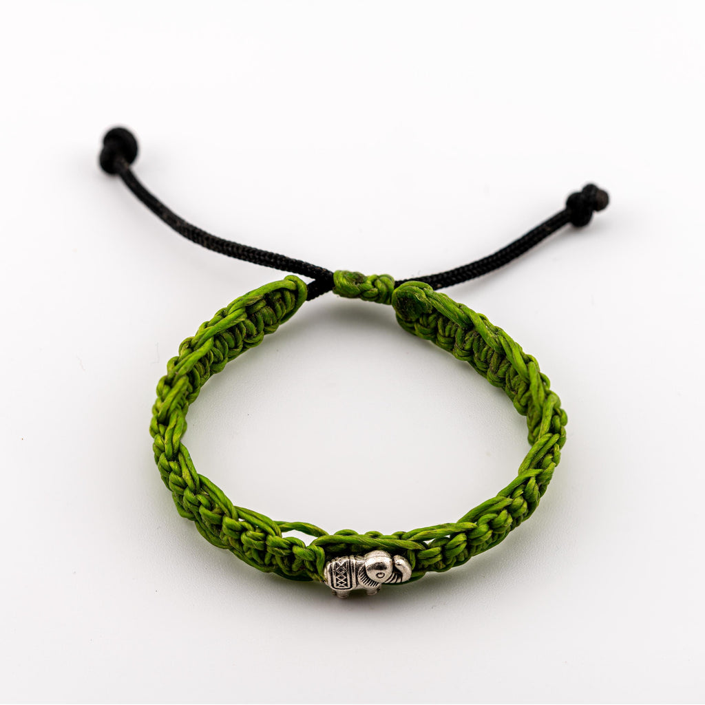 Handwoven Elephant Cord Bracelet, Adjustable Unisex Thai Jewelry, Monk Blessed | Artisan Echo