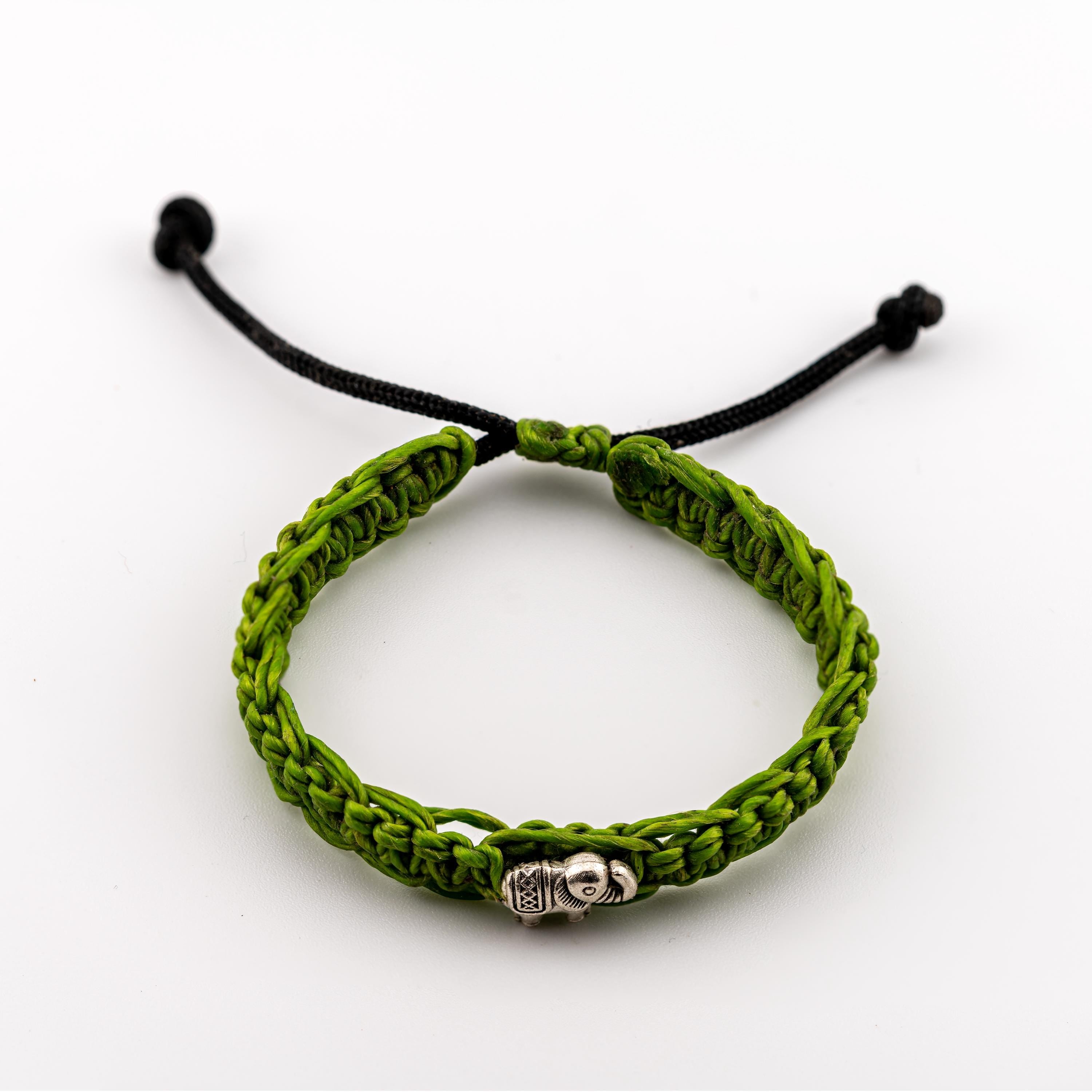 Handwoven Elephant Cord Bracelet, Adjustable Unisex Thai Jewelry, Monk Blessed | Artisan Echo