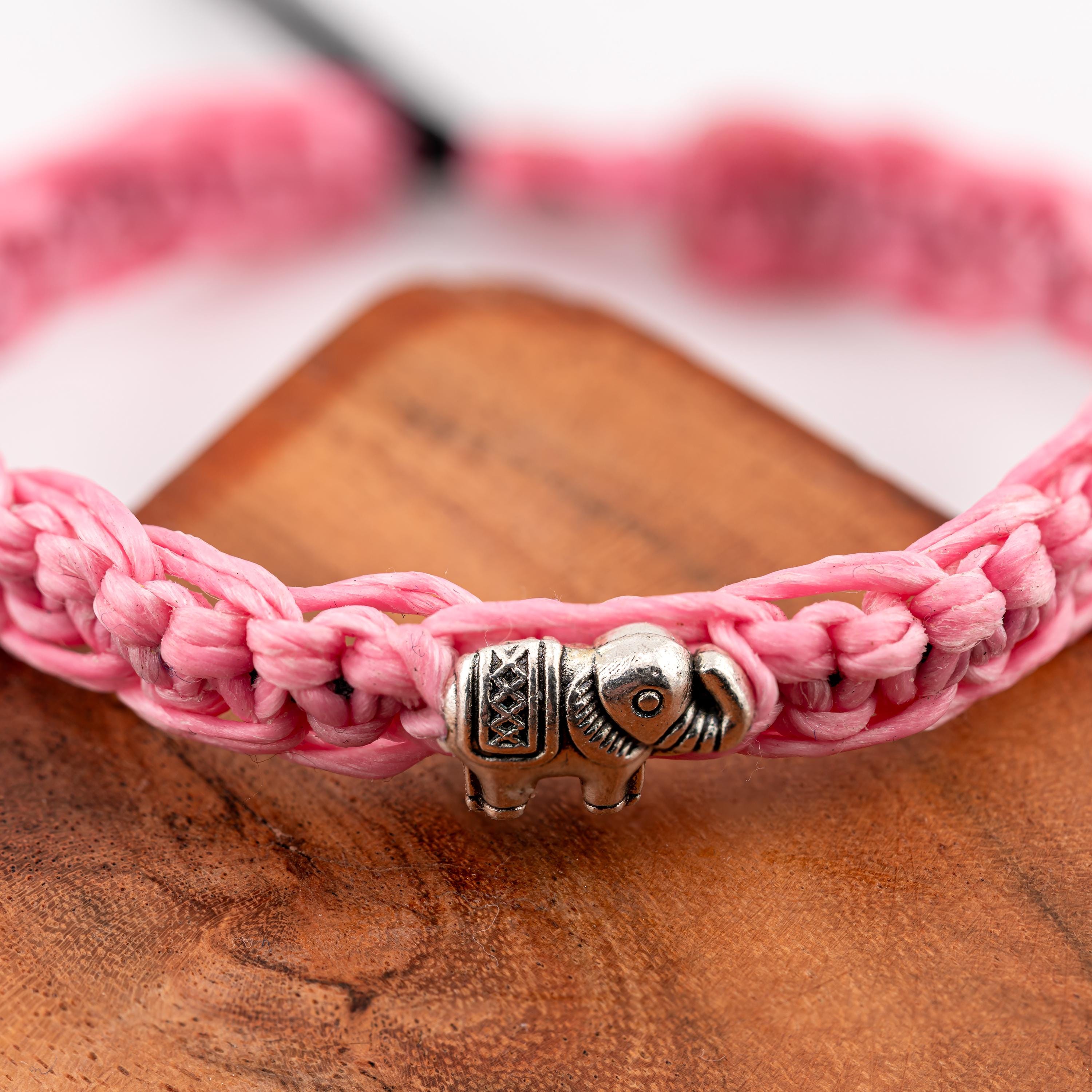 Handwoven Elephant Cord Bracelet, Adjustable Unisex Thai Jewelry, Monk Blessed | Artisan Echo