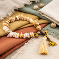 Cream Stone Elephant Bracelet for Women, Adjustable Thai Jewelry, Monk Blessed | Artisan Stone