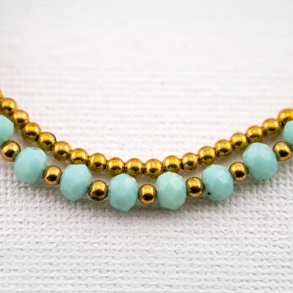 Mint Green Elephant Bracelet for Women, Thai Glass Beads, Monk Blessed | Artisan Whisper
