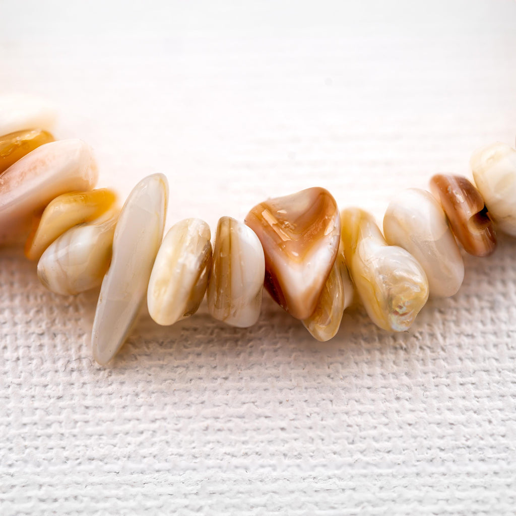 Cream Stone Elephant Bracelet for Women, Adjustable Thai Jewelry, Monk Blessed | Artisan Stone