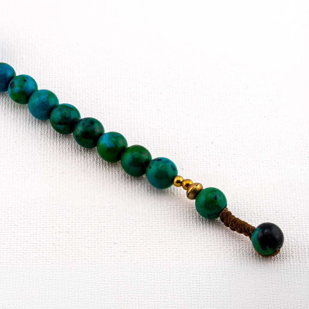 Turquoise Green Inlay Bracelet for Women, Adjustable Thai Jewelry, Monk Blessed | Artisan Mantra