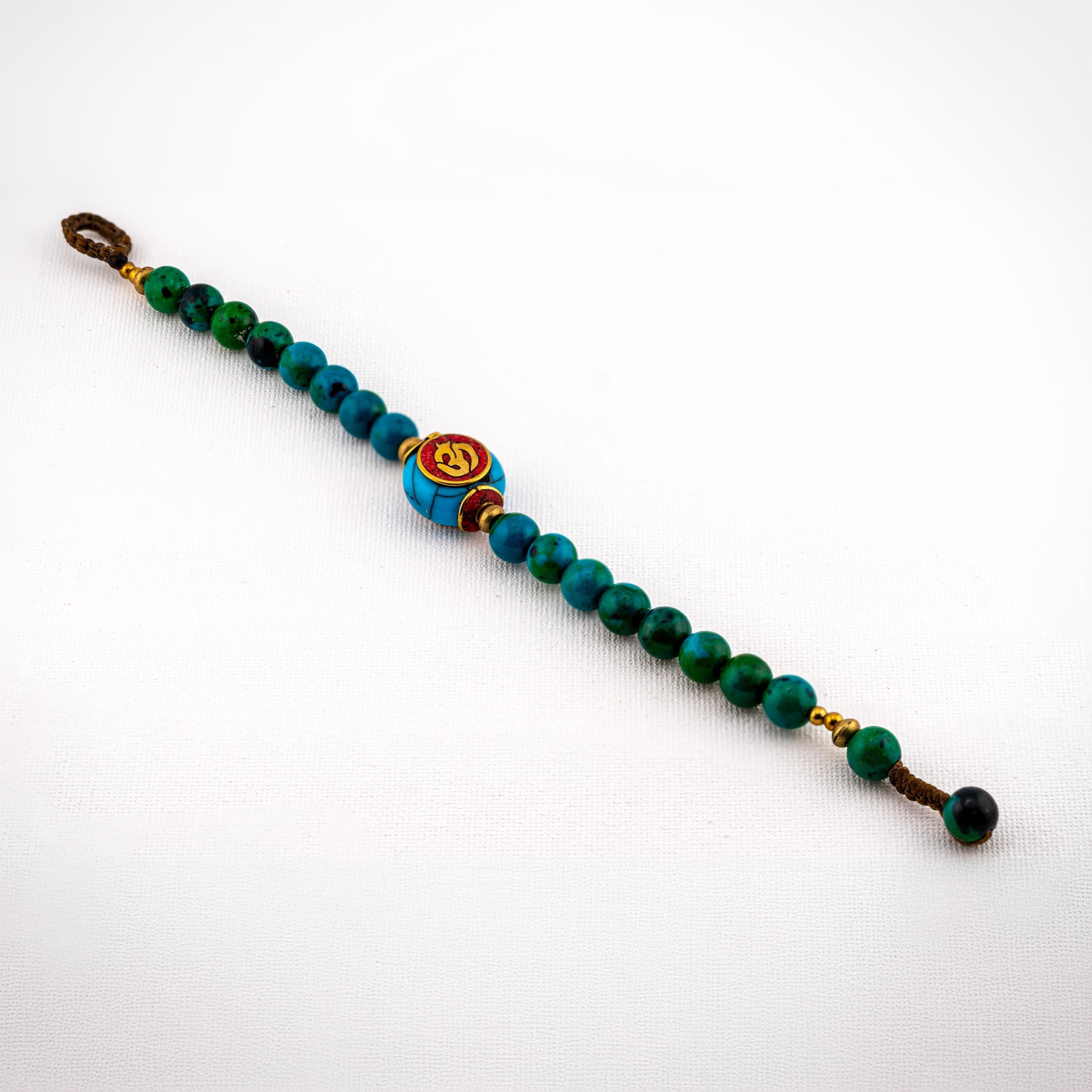 Turquoise Green Inlay Bracelet for Women, Adjustable Thai Jewelry, Monk Blessed | Artisan Mantra