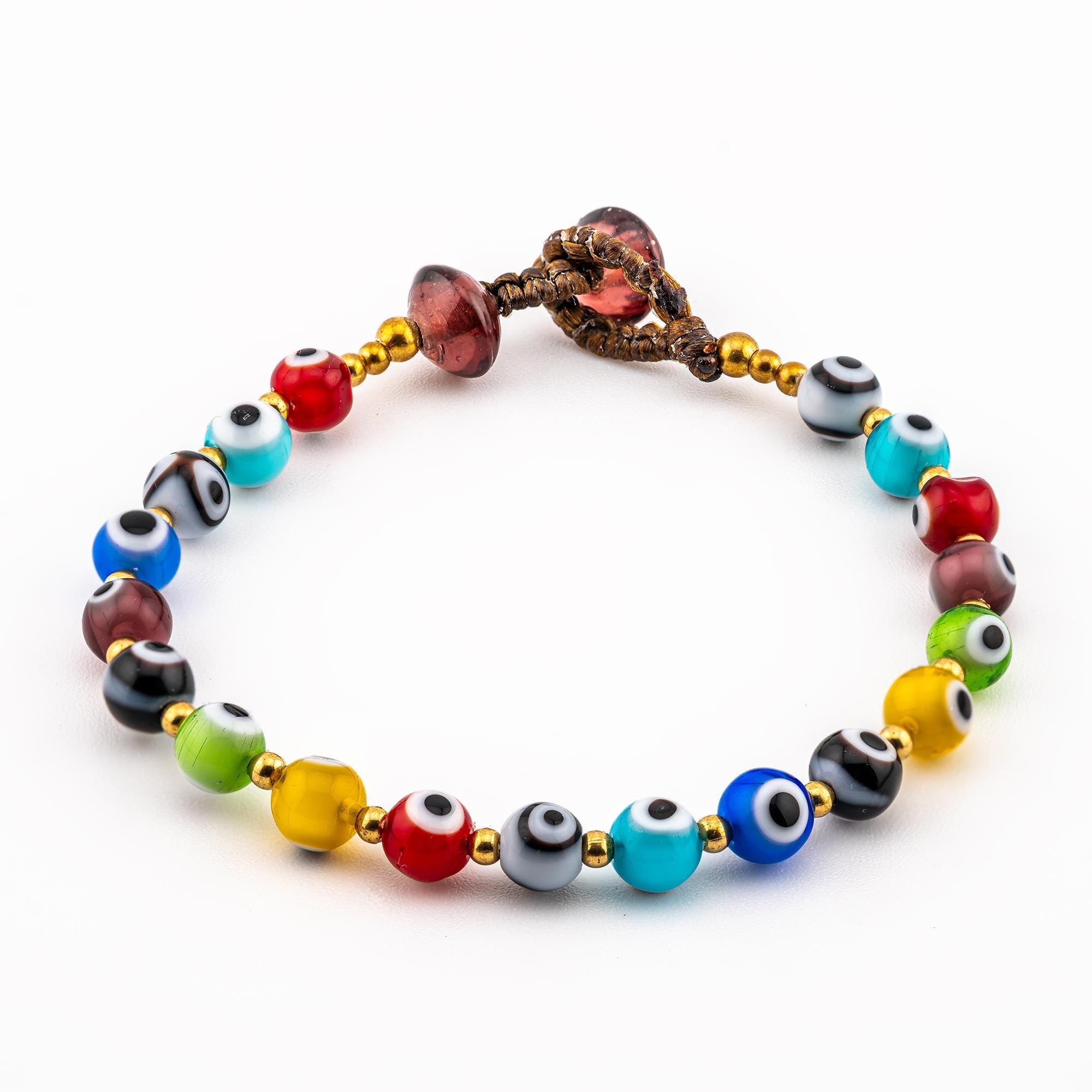 Colorful Evil Eye Bracelet for Women, Adjustable Thai Jewelry, Monk Blessed | Artisan Shield