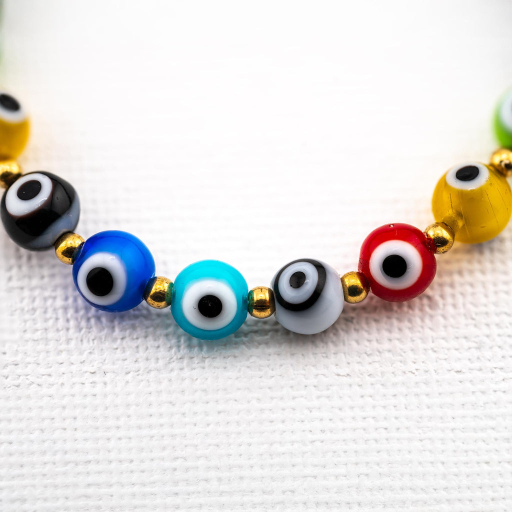 Colorful Evil Eye Bracelet for Women, Adjustable Thai Jewelry, Monk Blessed | Artisan Shield