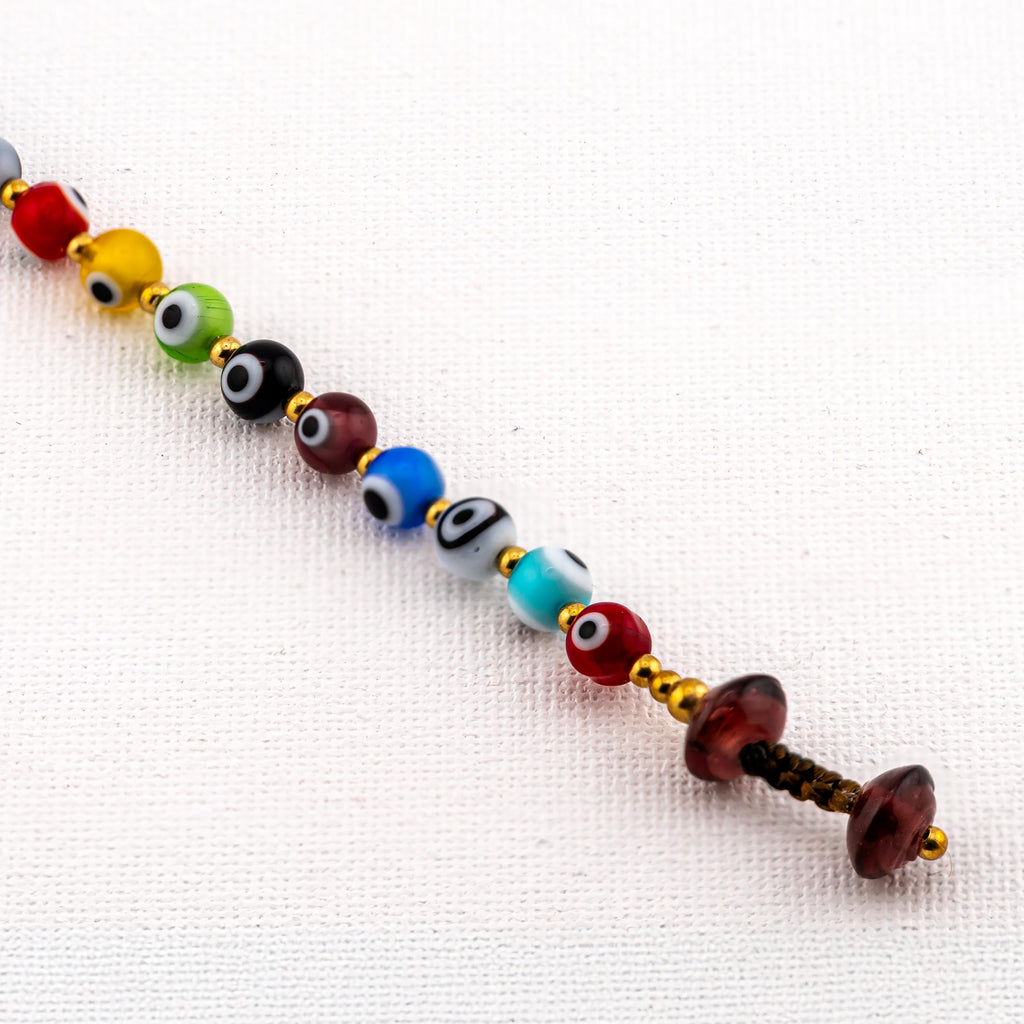Colorful Evil Eye Bracelet for Women, Adjustable Thai Jewelry, Monk Blessed | Artisan Shield