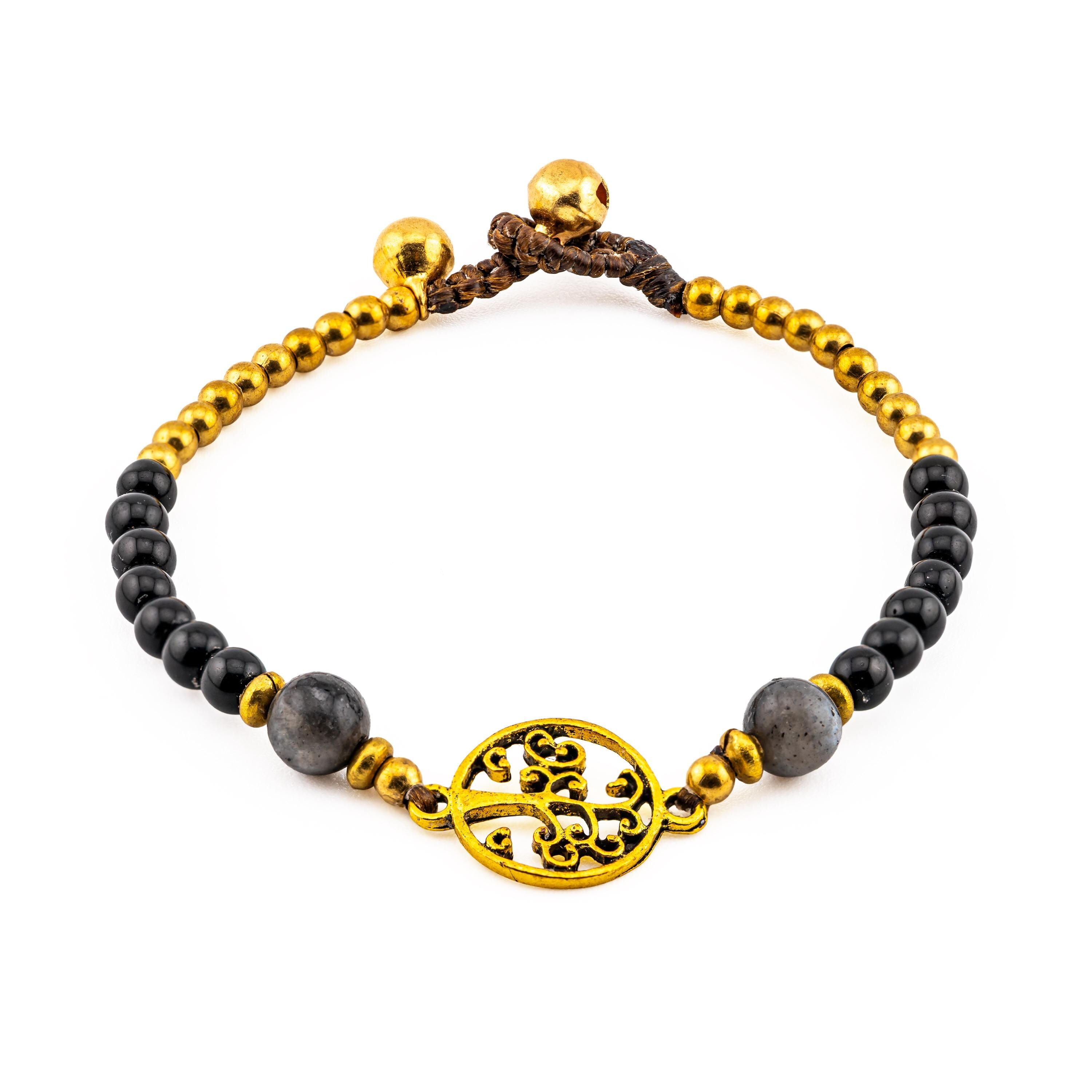 Black Stone Tree of Life Bracelet for Women, Thai Handmade, Monk Blessed | Artisan Roots