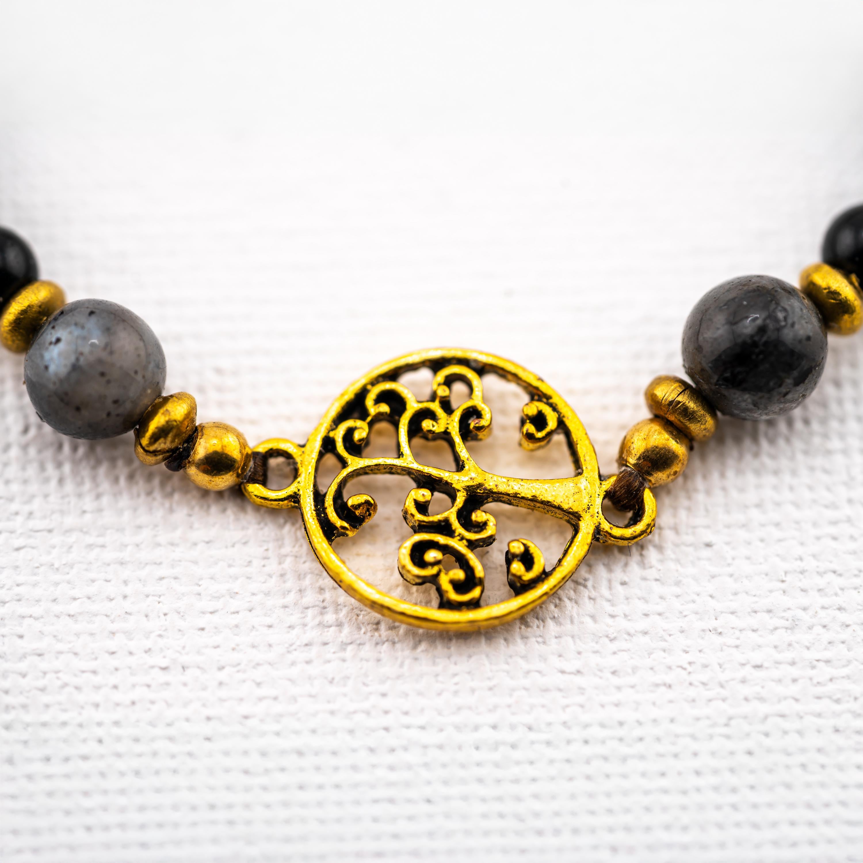 Black Stone Tree of Life Bracelet for Women, Thai Handmade, Monk Blessed | Artisan Roots