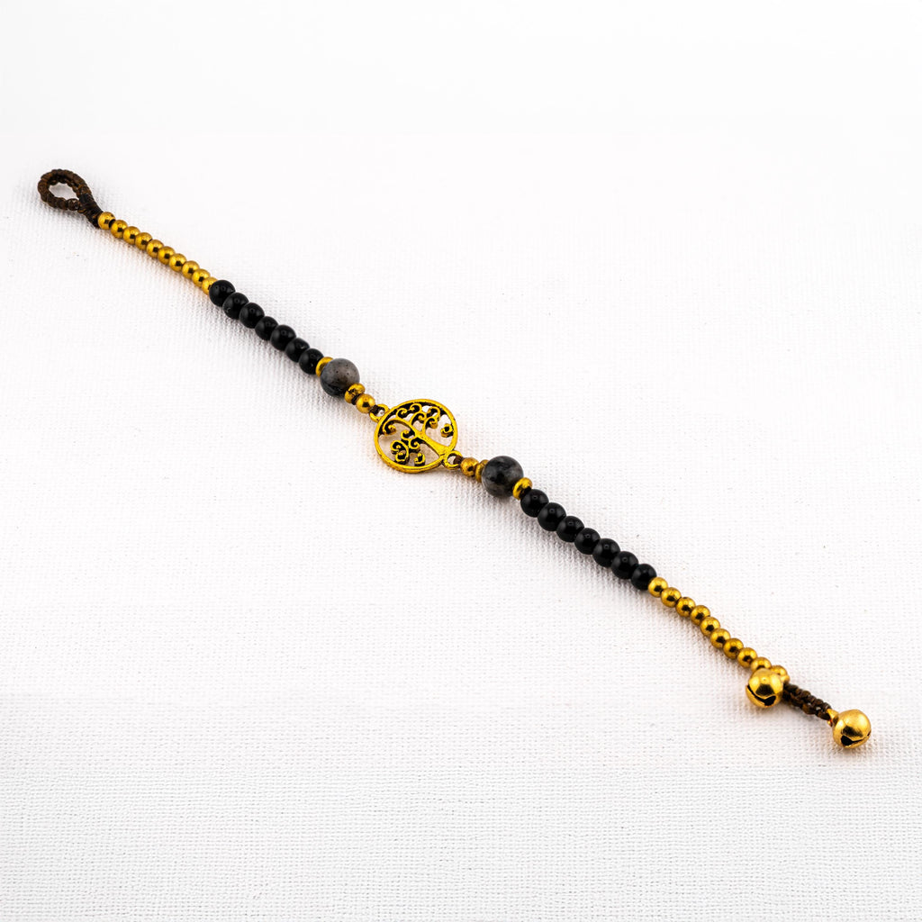 Black Stone Tree of Life Bracelet for Women, Thai Handmade, Monk Blessed | Artisan Roots