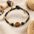 Black Stone Inlay Bracelet for Women, Adjustable Thai Jewelry, Monk Blessed | Artisan Valor
