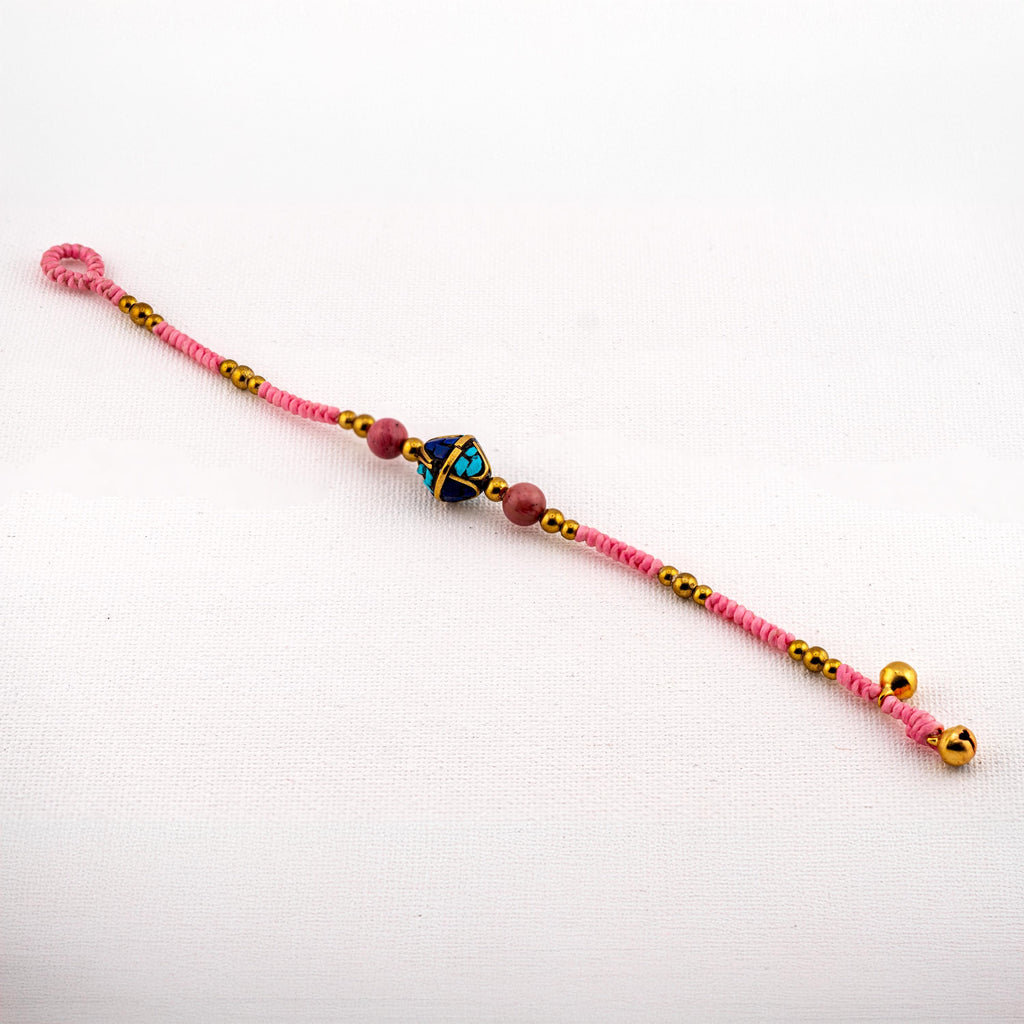 Pink Stone Inlay Bracelet for Women, Adjustable Thai Jewelry, Monk Blessed | Artisan Bloom