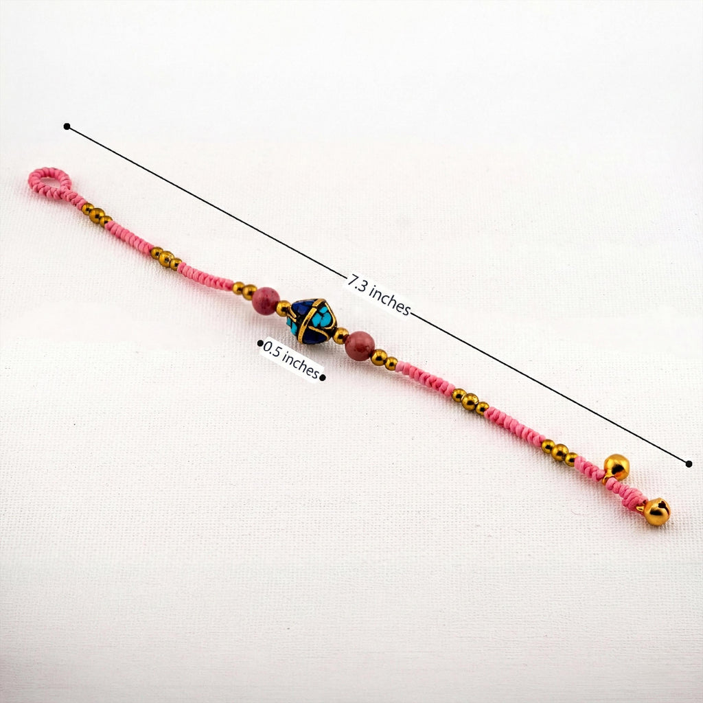 Pink Stone Inlay Bracelet for Women, Adjustable Thai Jewelry, Monk Blessed | Artisan Bloom