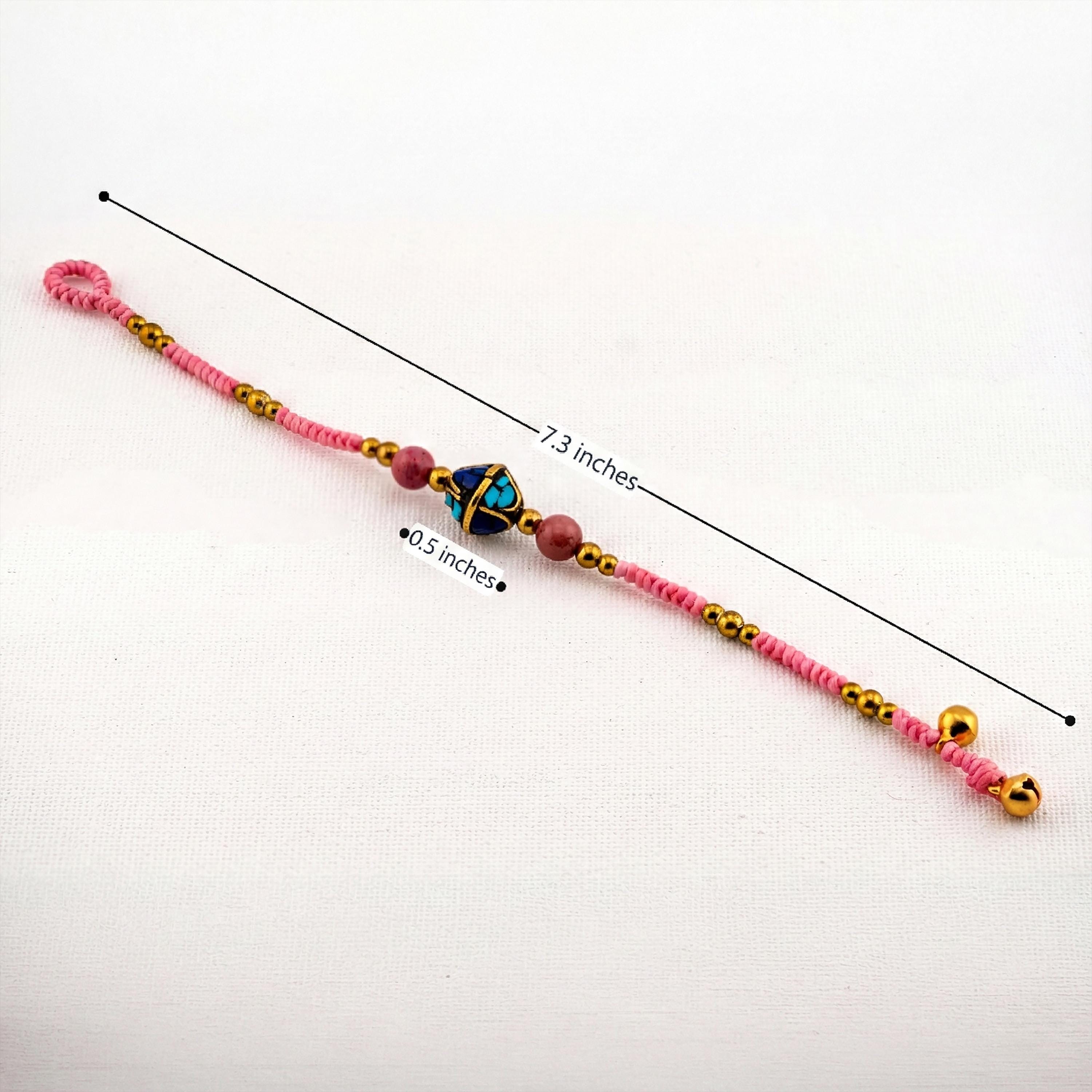 Pink Stone Inlay Bracelet for Women, Adjustable Thai Jewelry, Monk Blessed | Artisan Bloom
