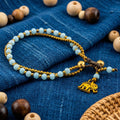 Sky Blue Elephant Bracelet for Women, Thai Glass Beads, Monk Blessed | Artisan Whisper