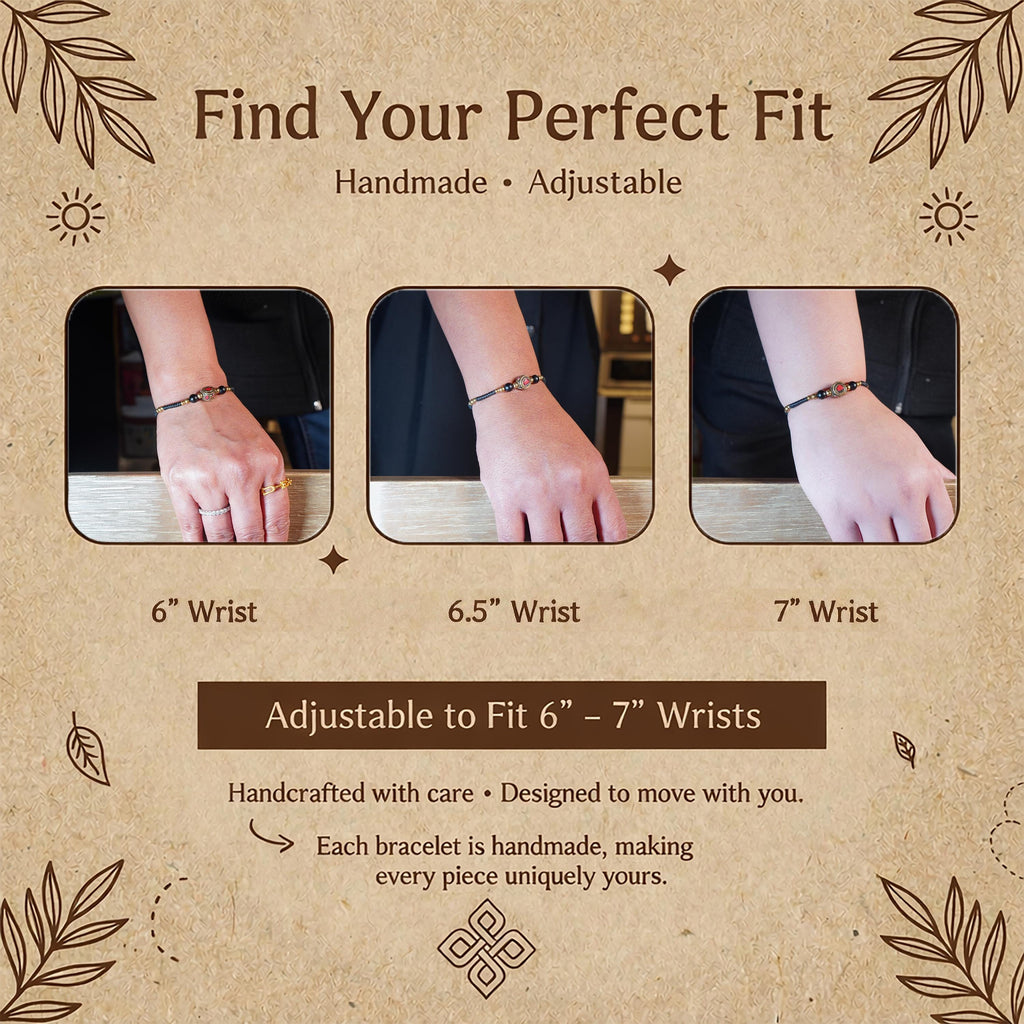 Black Stone Inlay Bracelet for Women, Adjustable Thai Jewelry, Monk Blessed | Artisan Valor