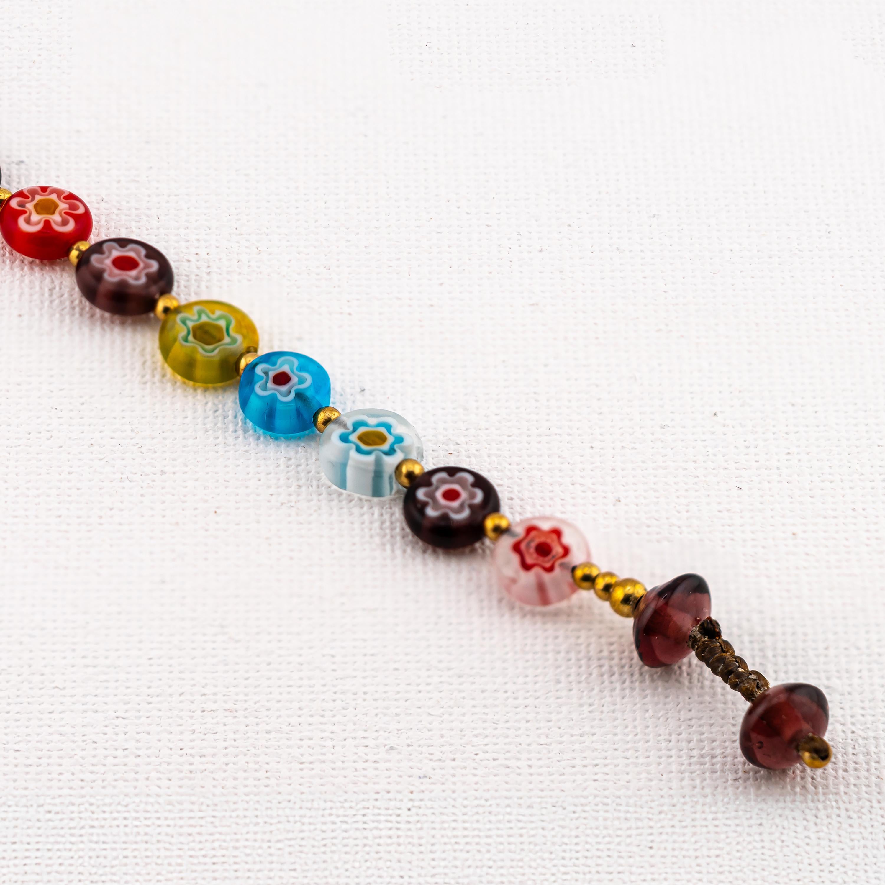Colorful Floral Glass Bracelet for Women, Adjustable Thai Jewelry, Monk Blessed | Artisan Petals