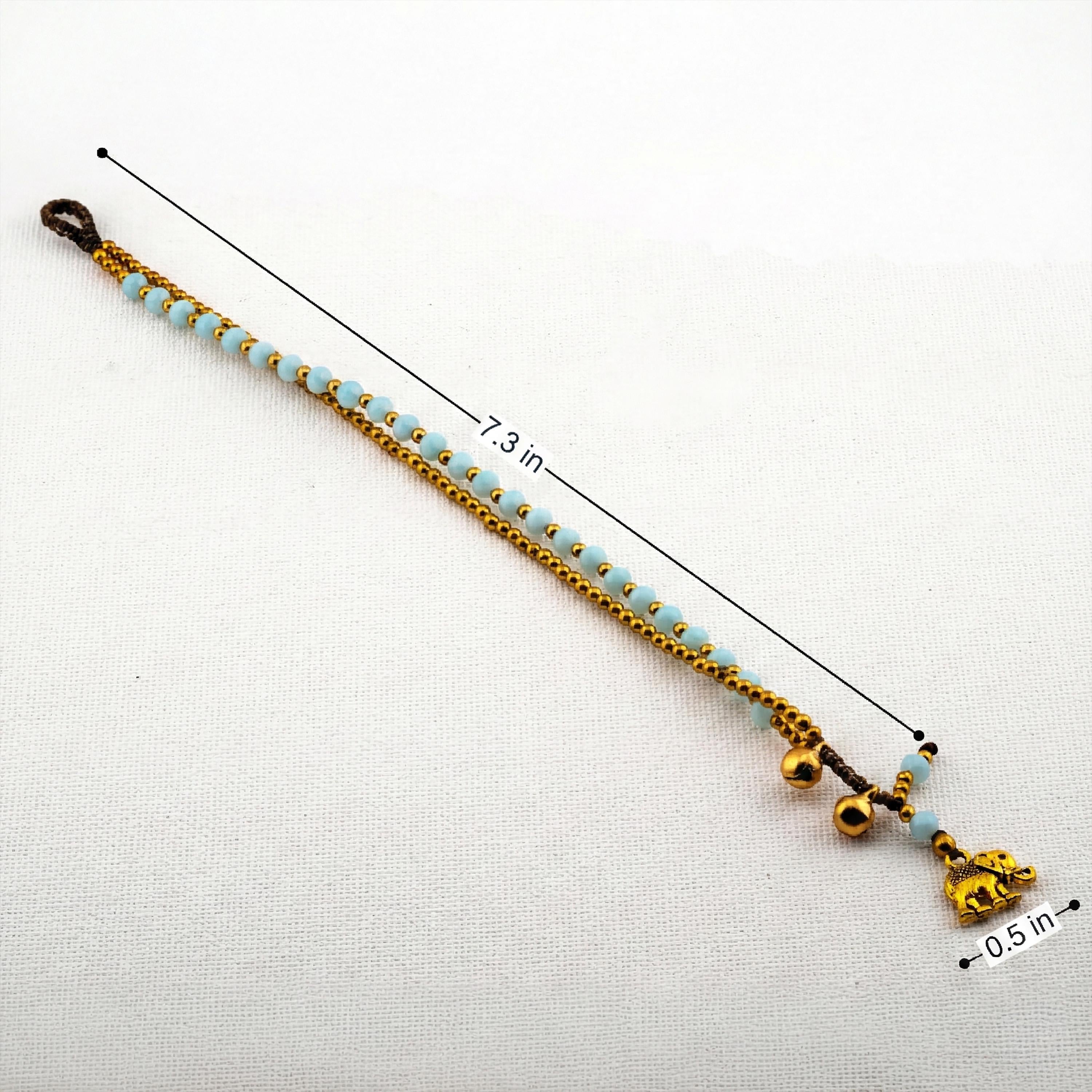 Sky Blue Elephant Bracelet for Women, Thai Glass Beads, Monk Blessed | Artisan Whisper