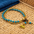 Turquoise Blue Elephant Bracelet for Women, Thai Glass Beads, Monk Blessed | Artisan Whisper