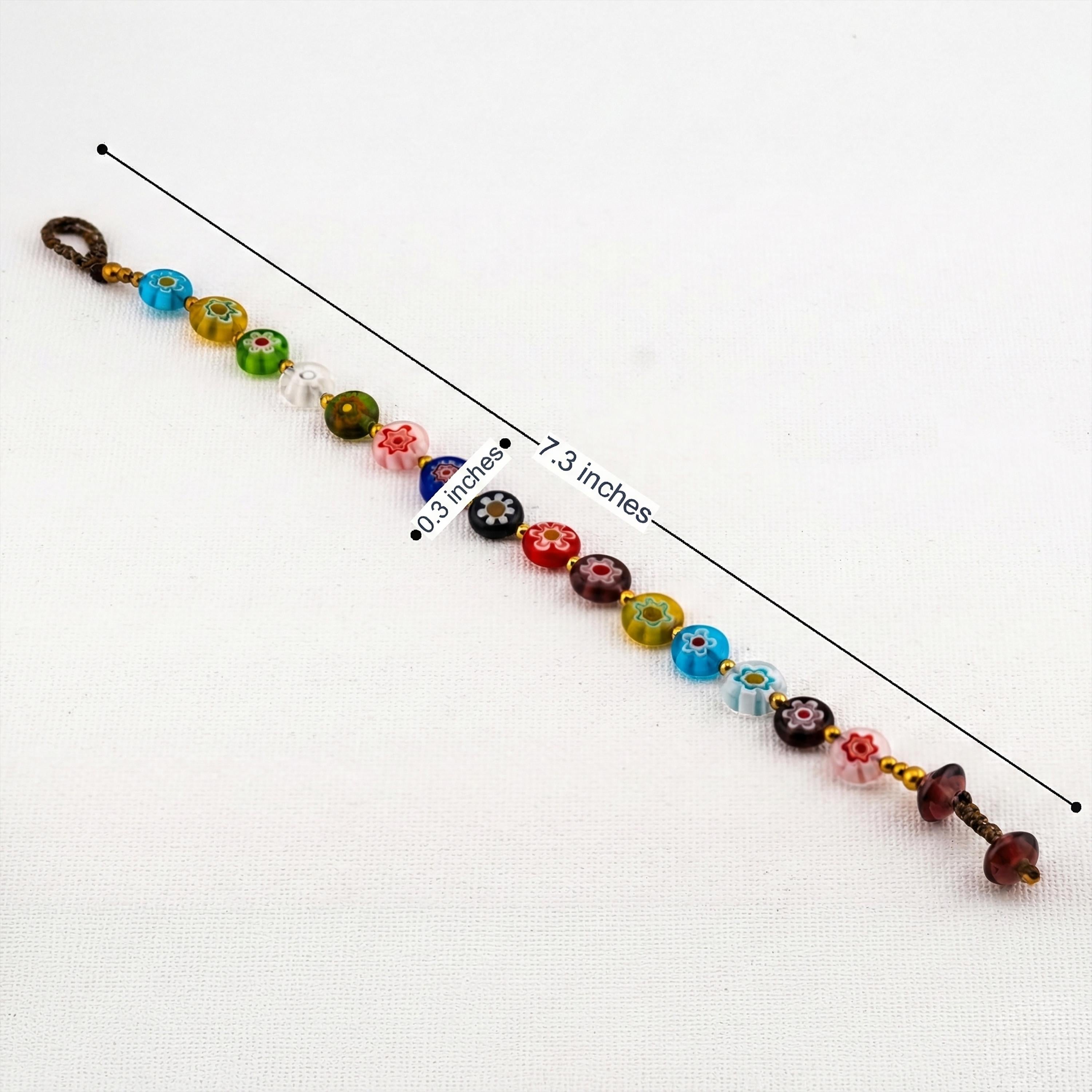 Colorful Floral Glass Bracelet for Women, Adjustable Thai Jewelry, Monk Blessed | Artisan Petals
