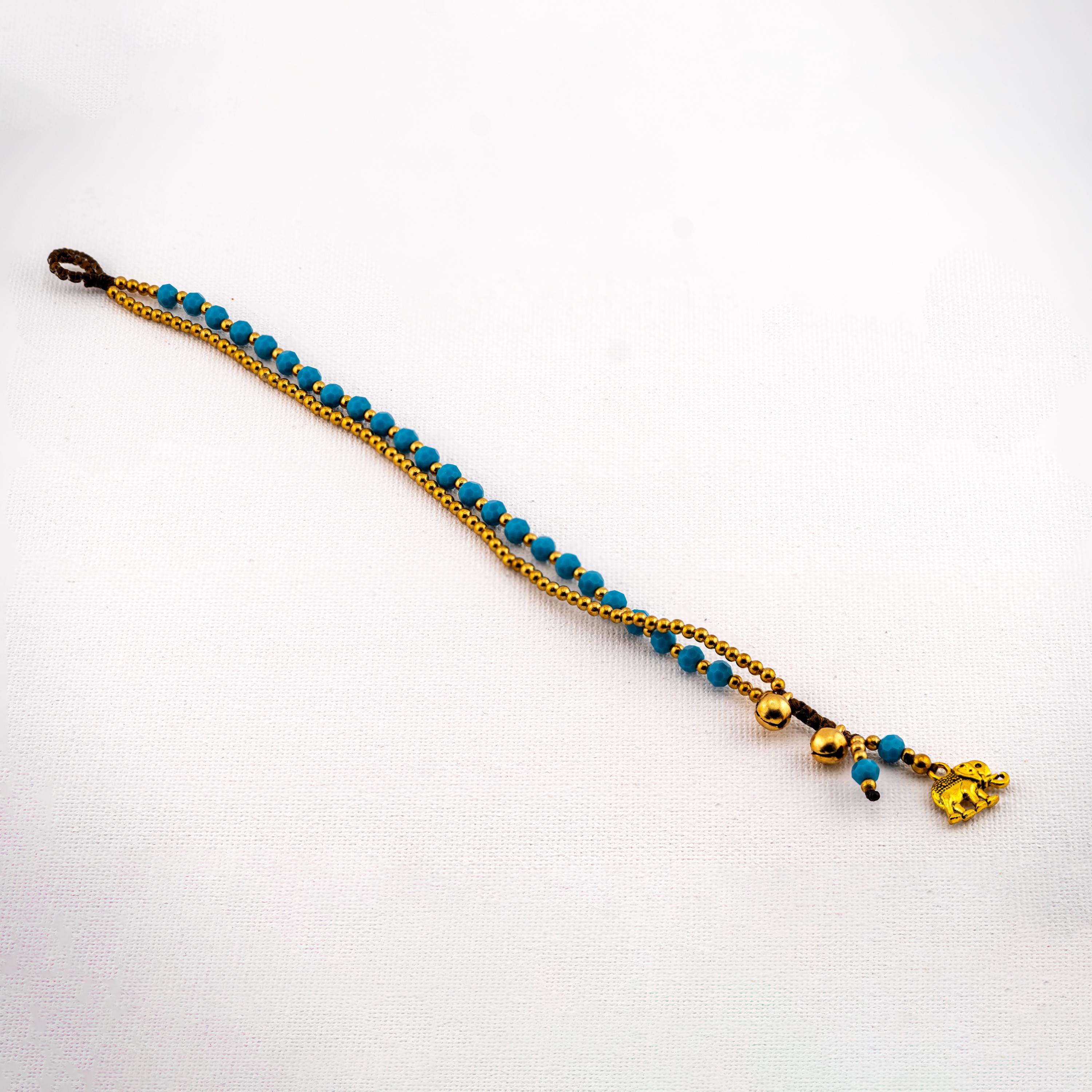 Turquoise Blue Elephant Bracelet for Women, Thai Glass Beads, Monk Blessed | Artisan Whisper