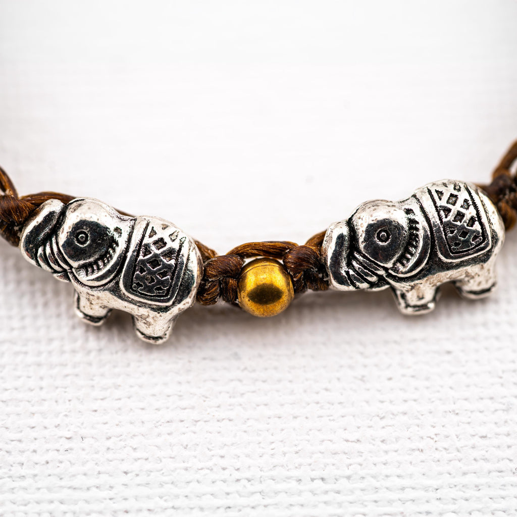 Silver Elephant Bracelet for Women, Adjustable Thai Jewelry, Monk Blessed | Artisan Elephant