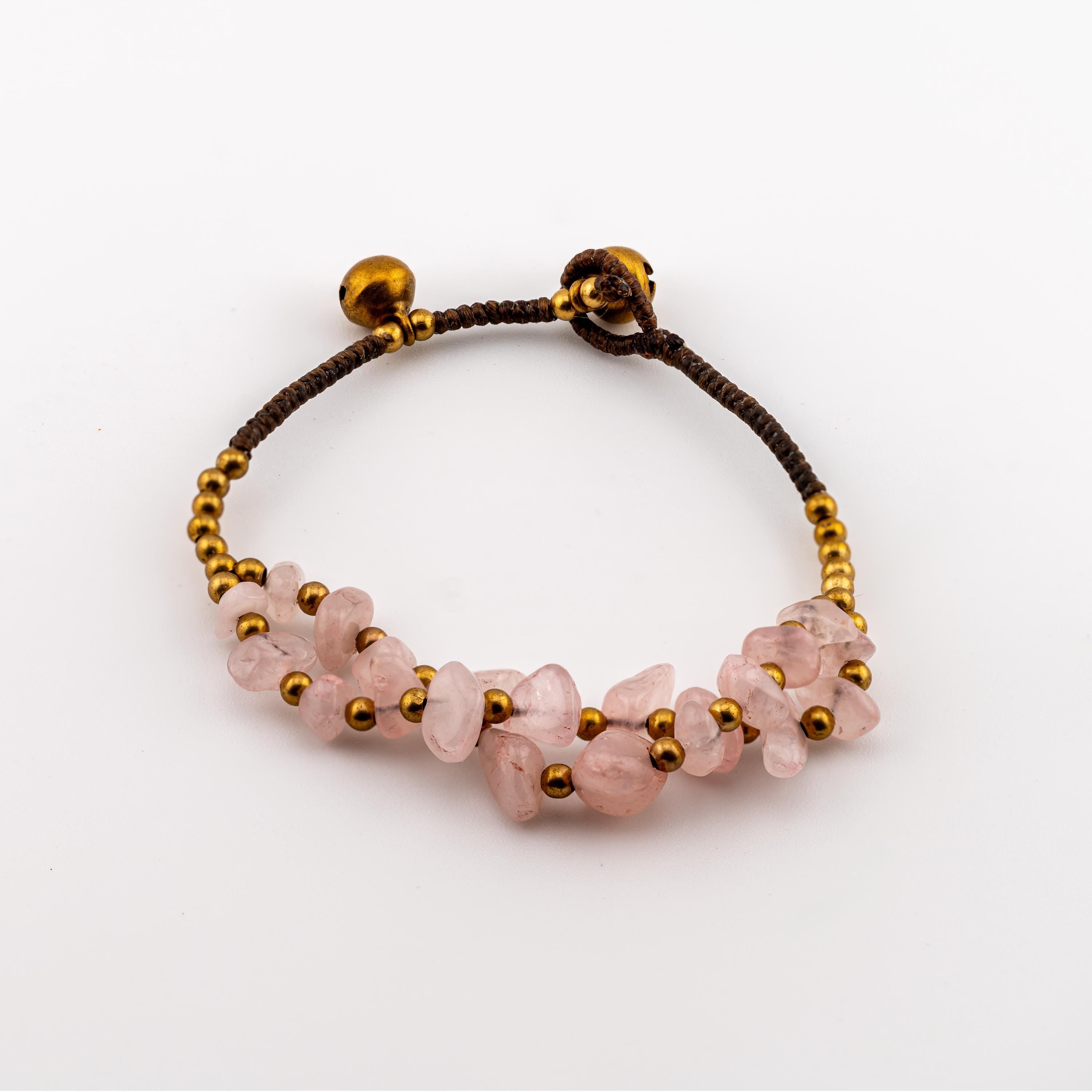 Pink Stone Chip Bracelet for Women, Adjustable Thai Jewelry, Monk Blessed | Artisan Rose