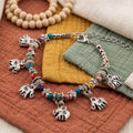 Multicolor Stone Bead Elephant Bracelet for Women, Thai Handmade, Monk Blessed | Artisan Blossom